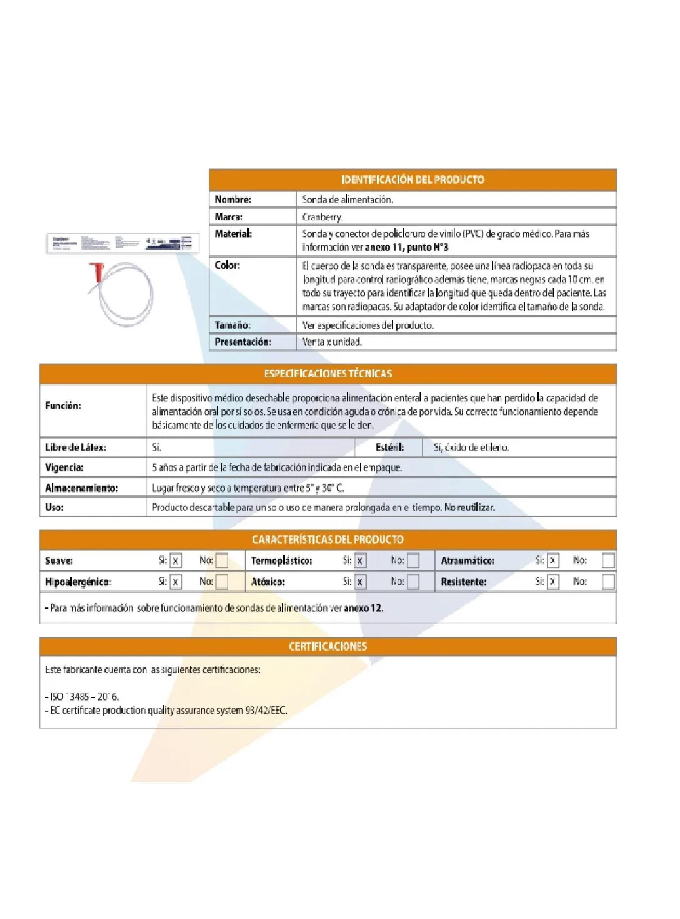 Sonda De Alimentación Cranberry 10 Unidades 5fr-3