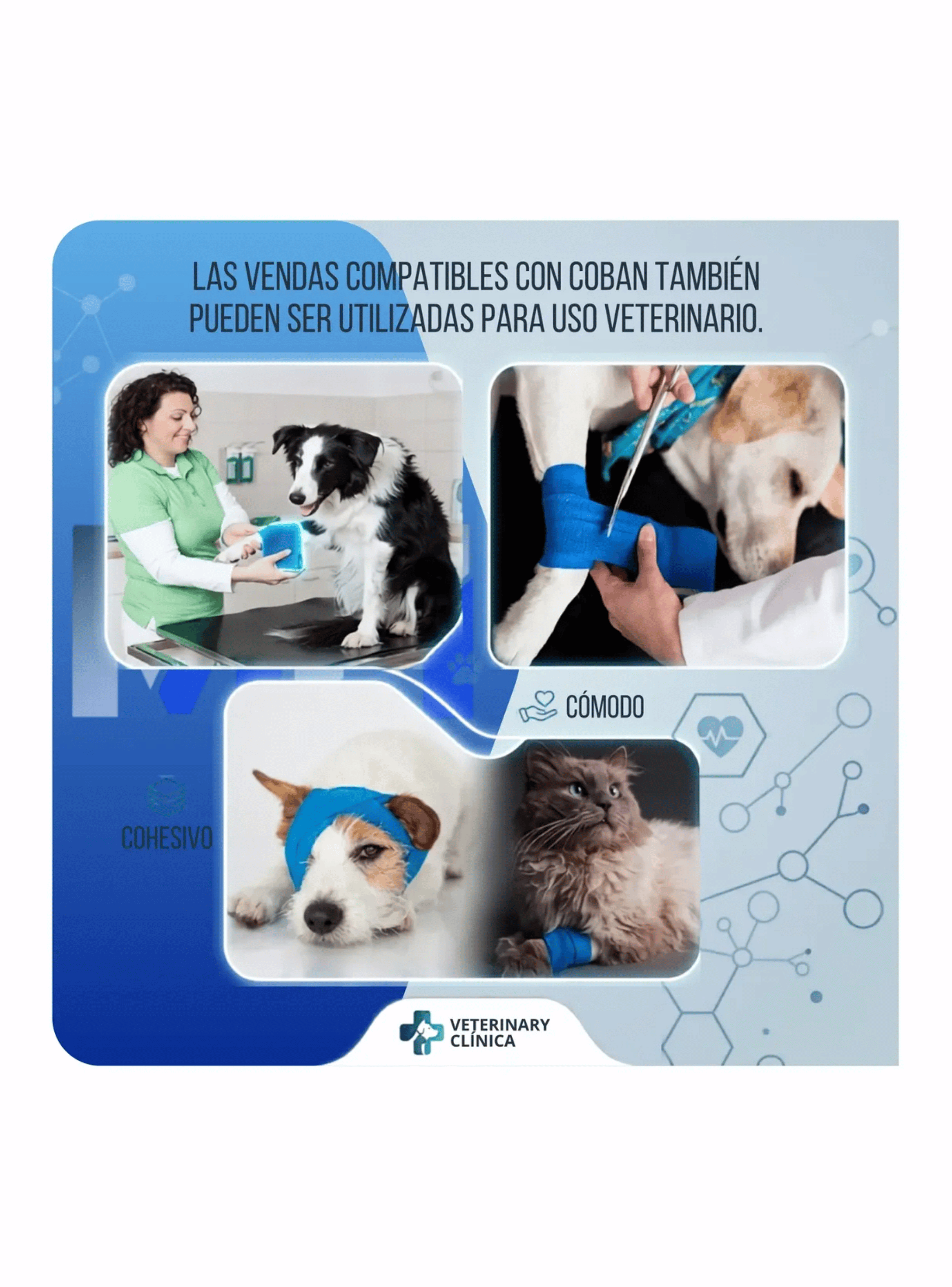 Pack X3 Venda Coban Elastica Autoadherente Deroyal 7 5cm Azul-3