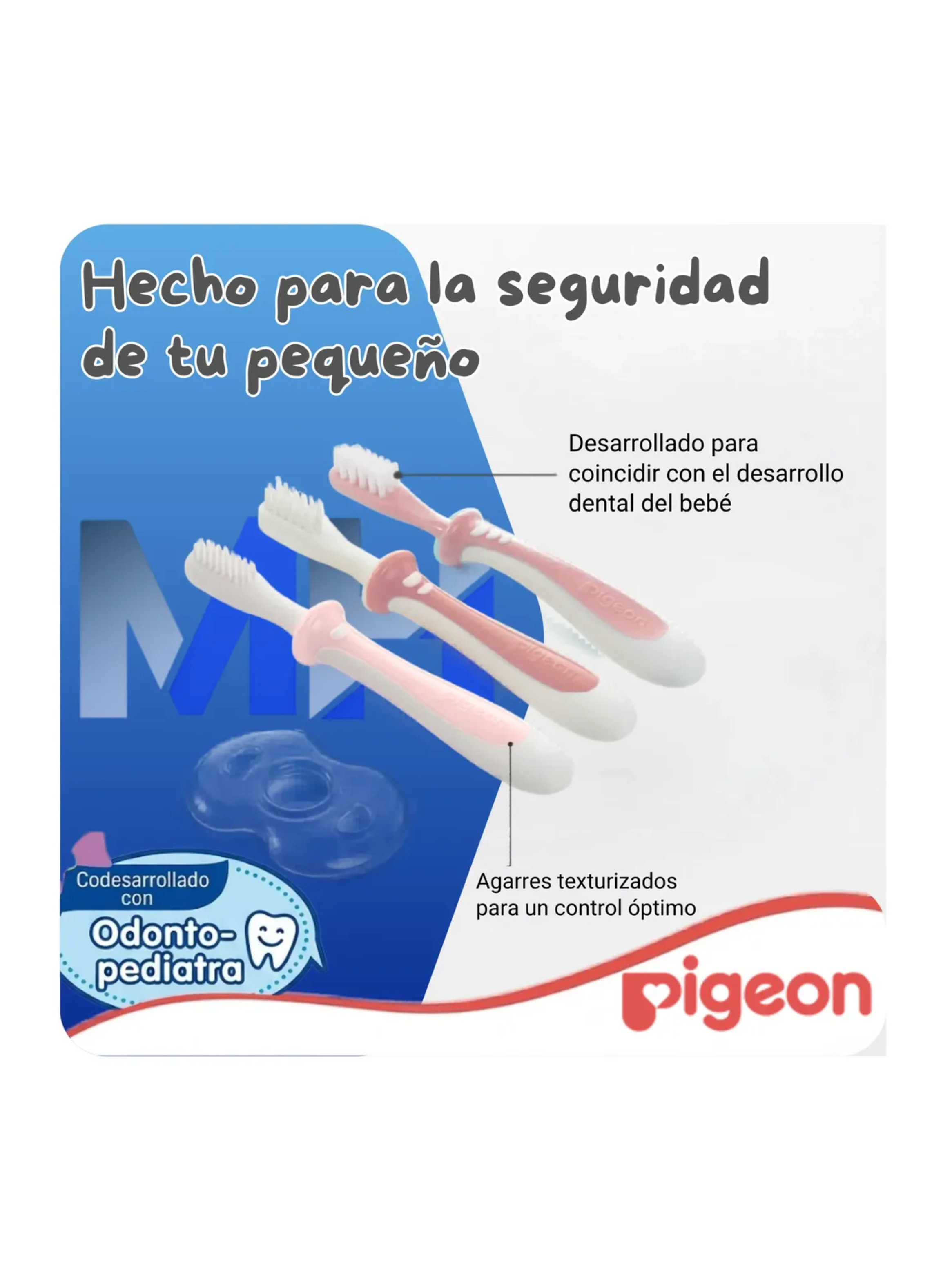 Set De Cepillos Dentales Aprendizaje Pigeon 3 Etapas Bebe Rosa-1
