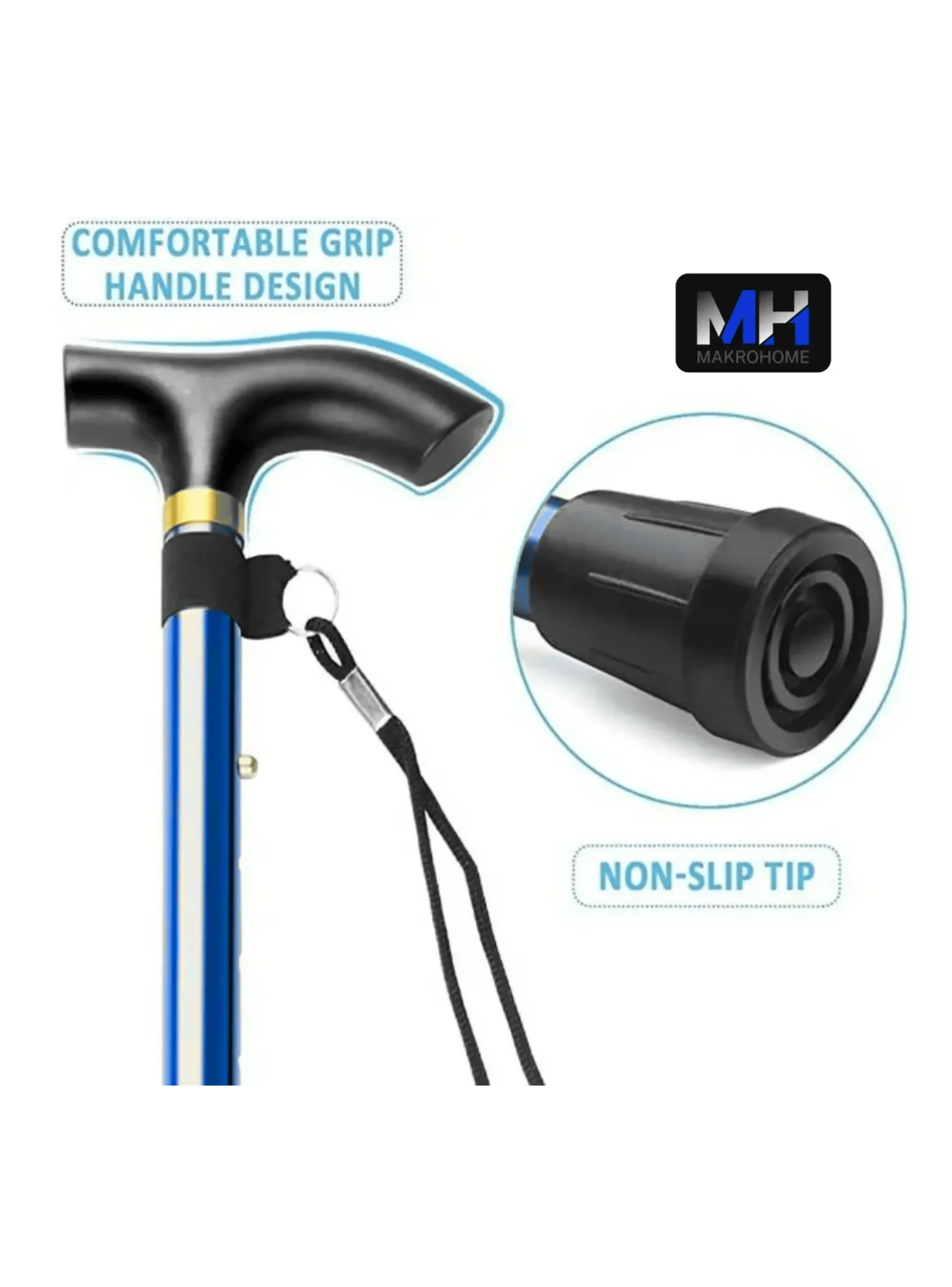 Baston Ortopedico Plegable Baston Apoyo Baston 85 95cm Azul-2