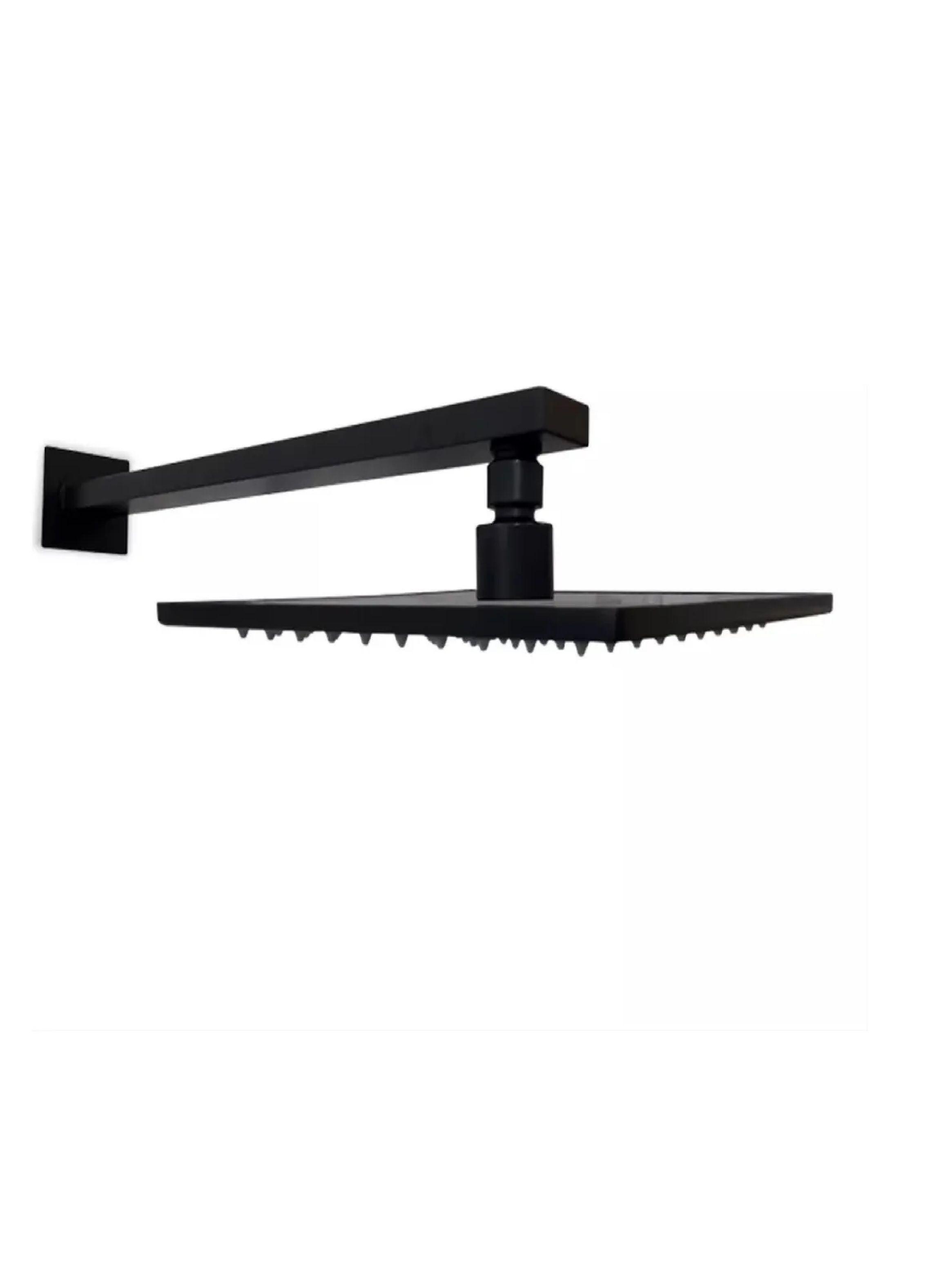 Plato Ducha Cuadrado Negro 25cm + Brazo 40 Cm Taumm-3
