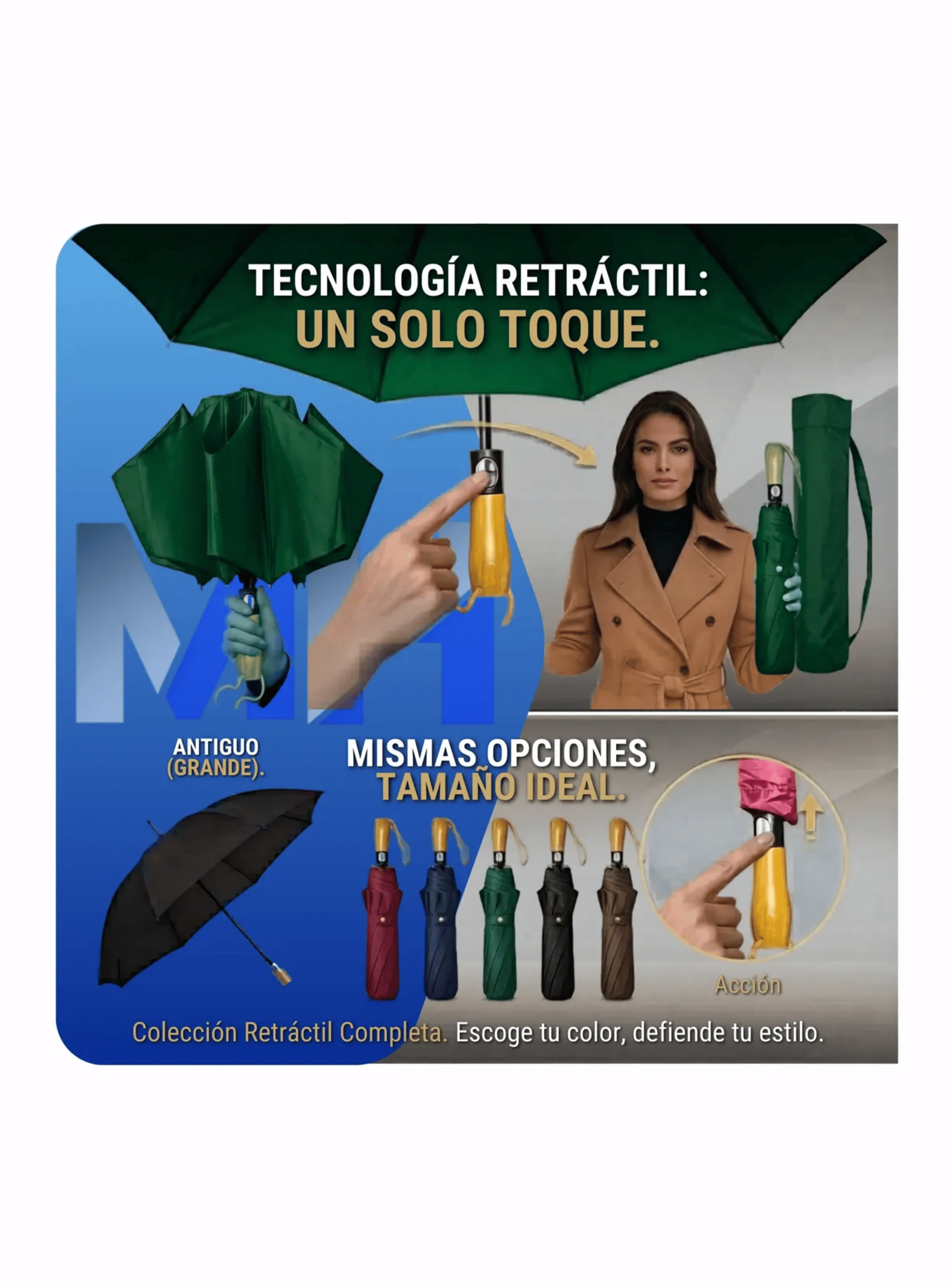 Paraguas Plegable Autom tico 120cm Reforzado Funda Premium Verde-4