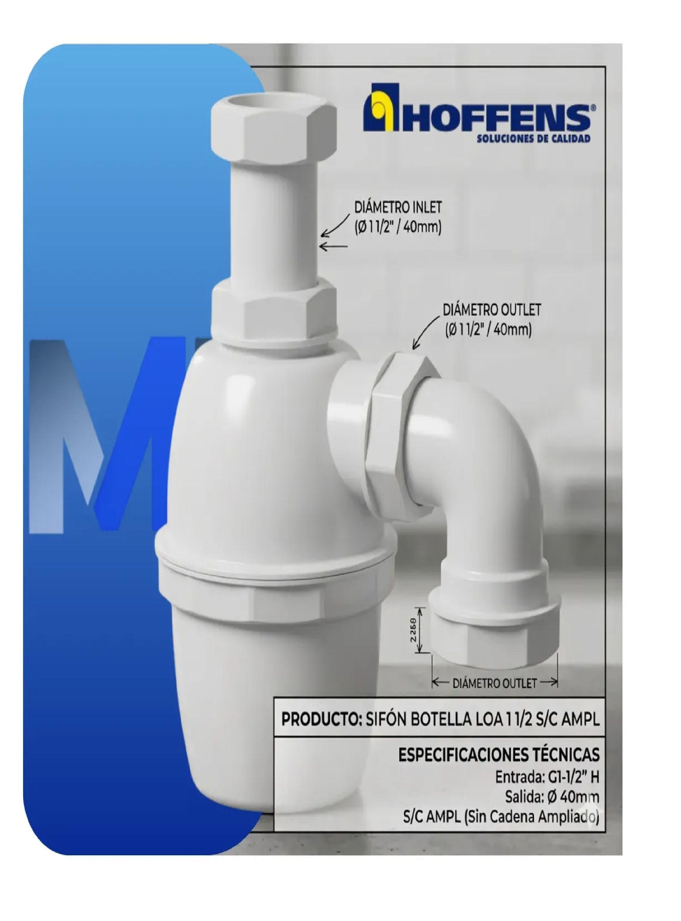 Sifon Botella Lavaplatos Loa 1 1/2 Hoffens - Salida Curva-2