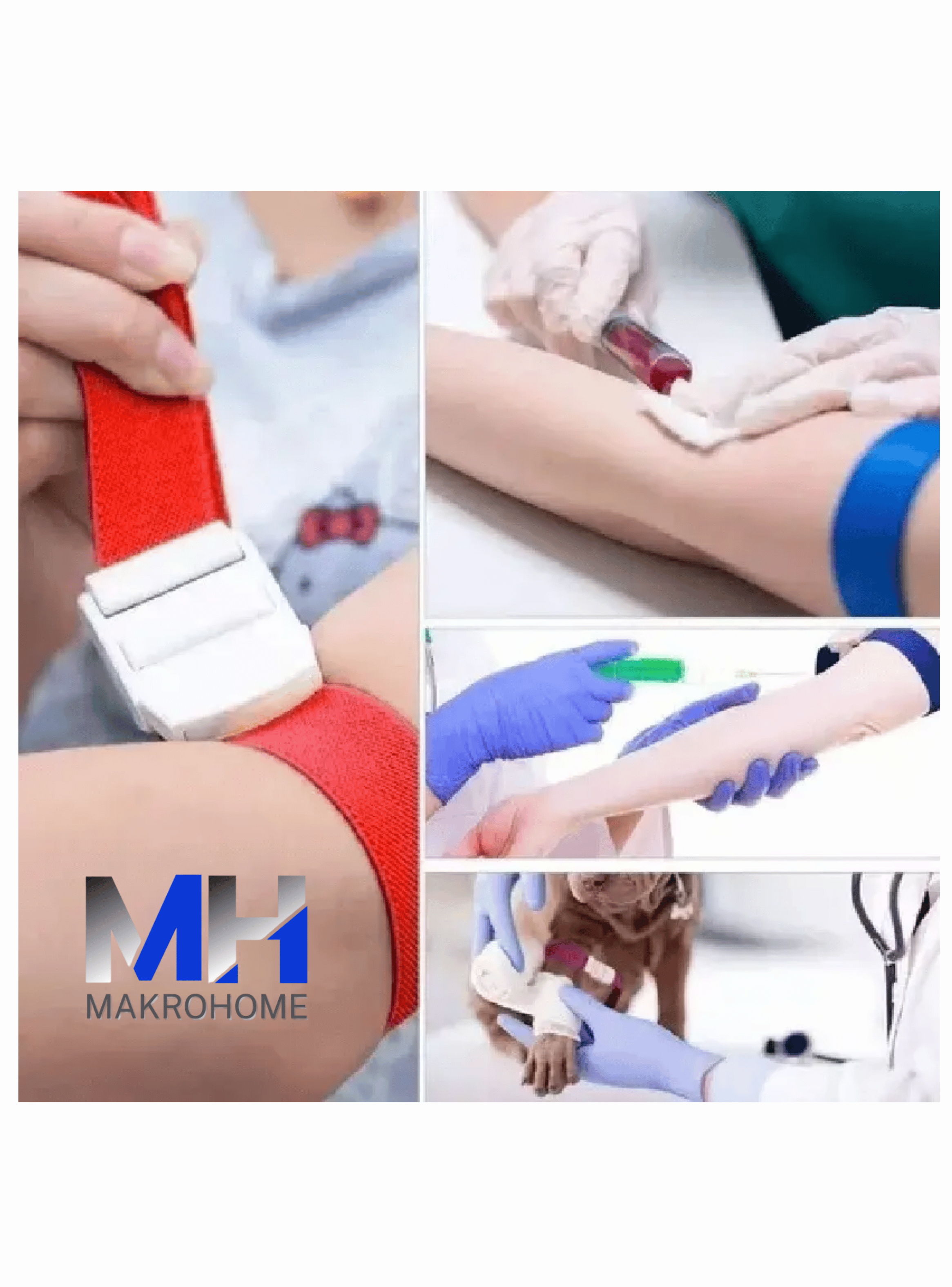 Torniquete Ligadura Elastico Hebilla Muestras Medicas Rojo-3