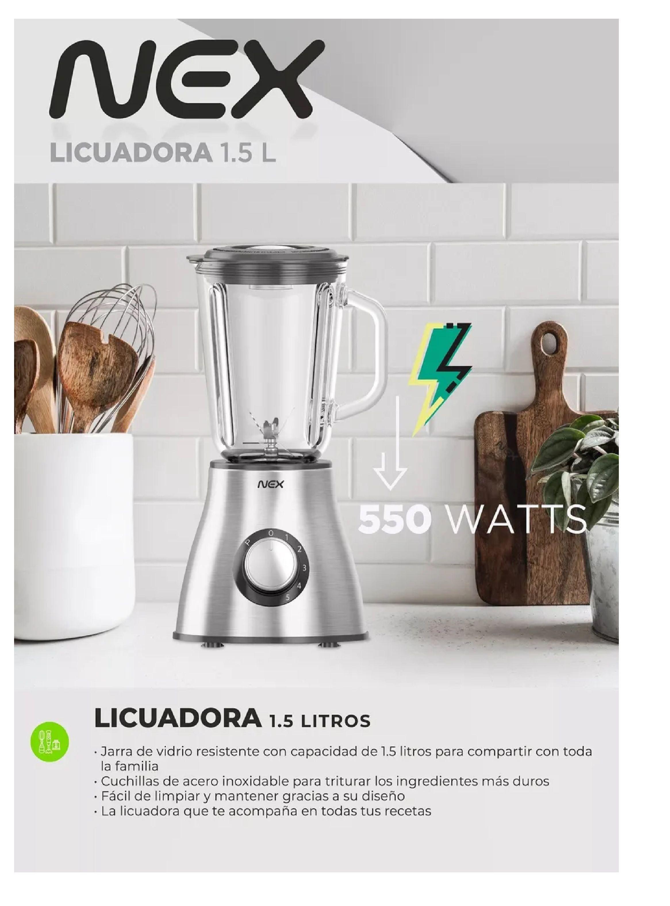 Licuadora Nex 1.5 Litros Acero Inoxidable 5 Velocidades-4