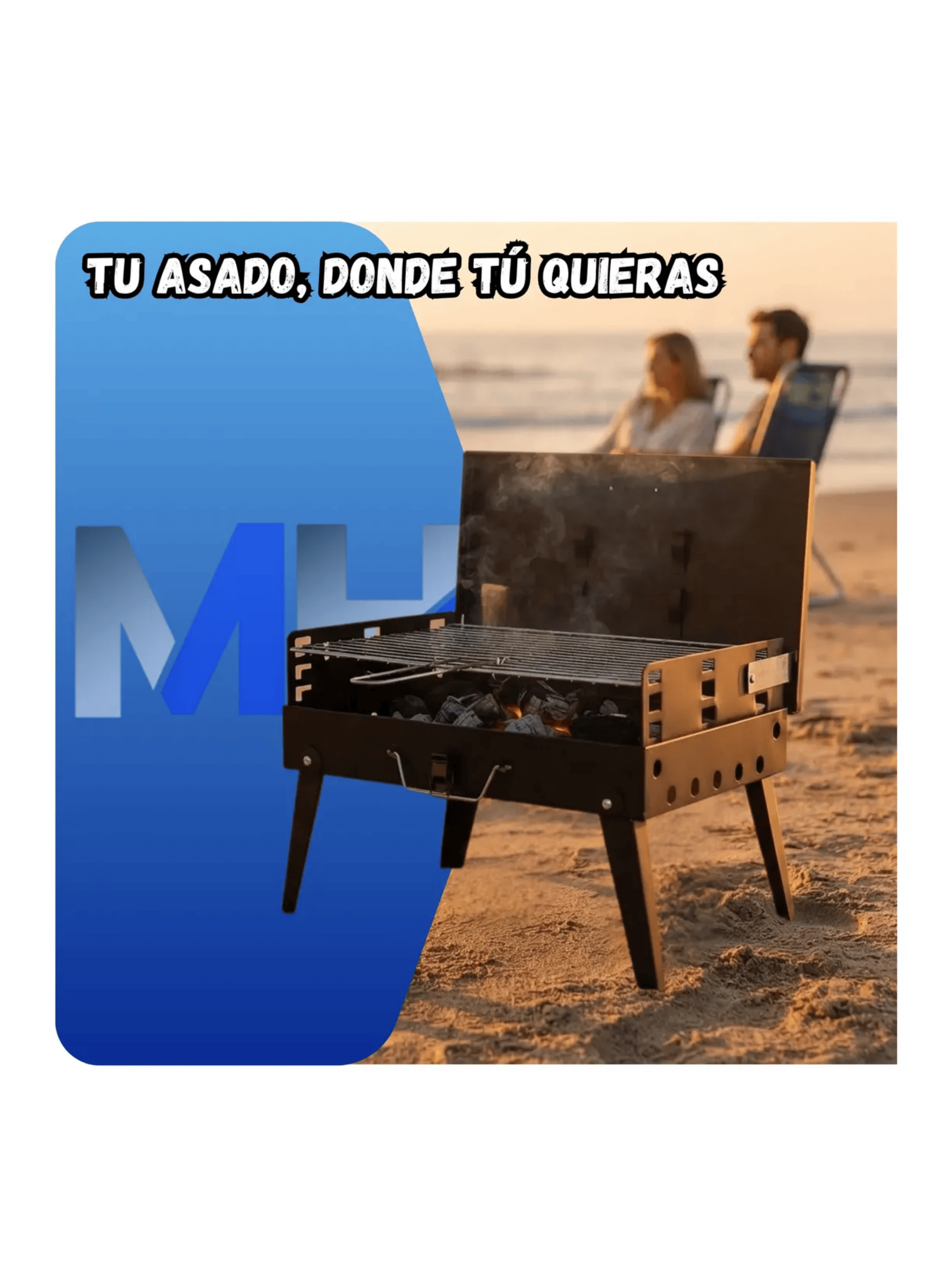 Parrilla A Carbon Portatil Beef Maker Negro Con Accesorios-3