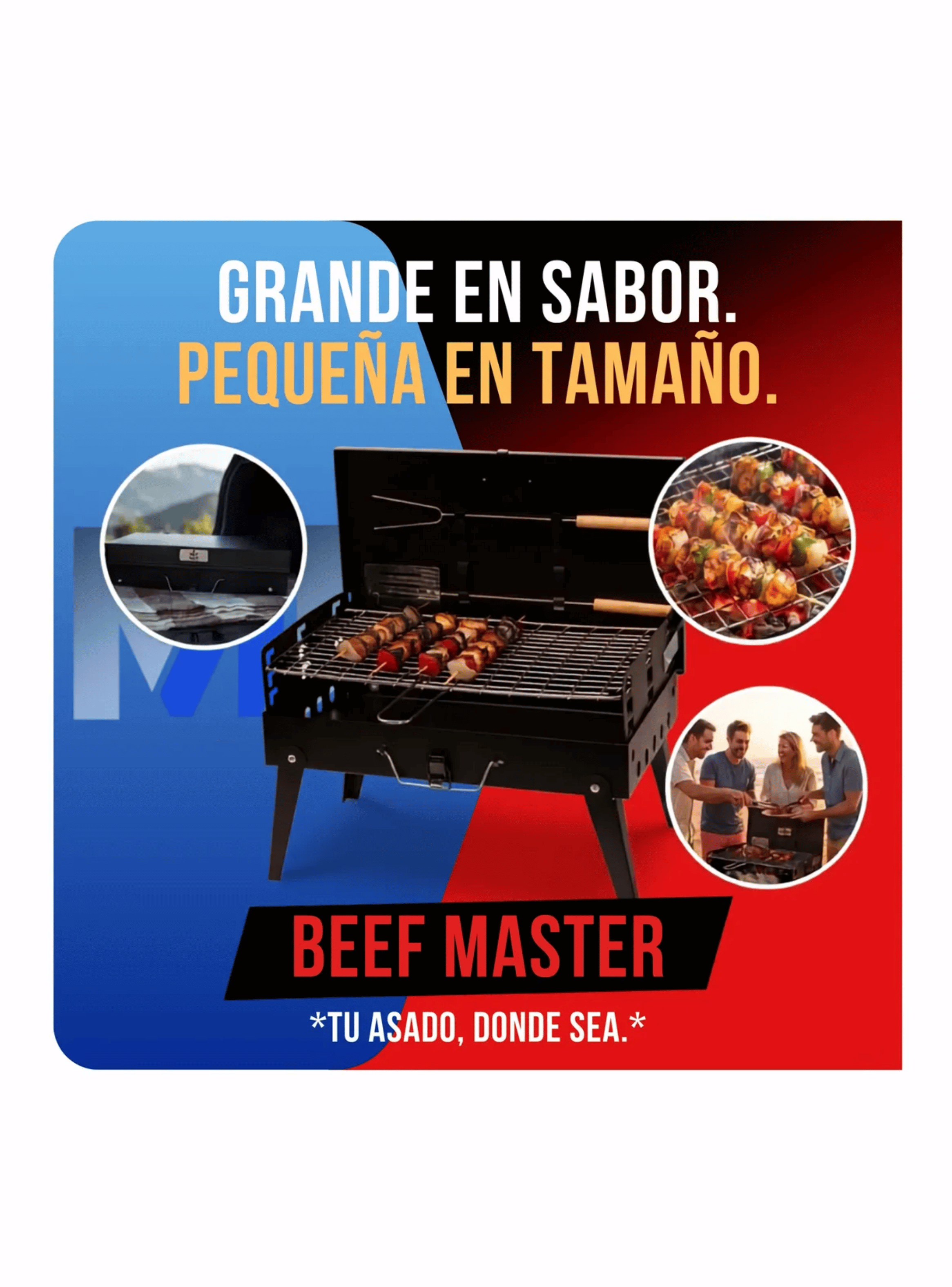 Parrilla A Carbon Portatil Beef Maker Negro Con Accesorios-7