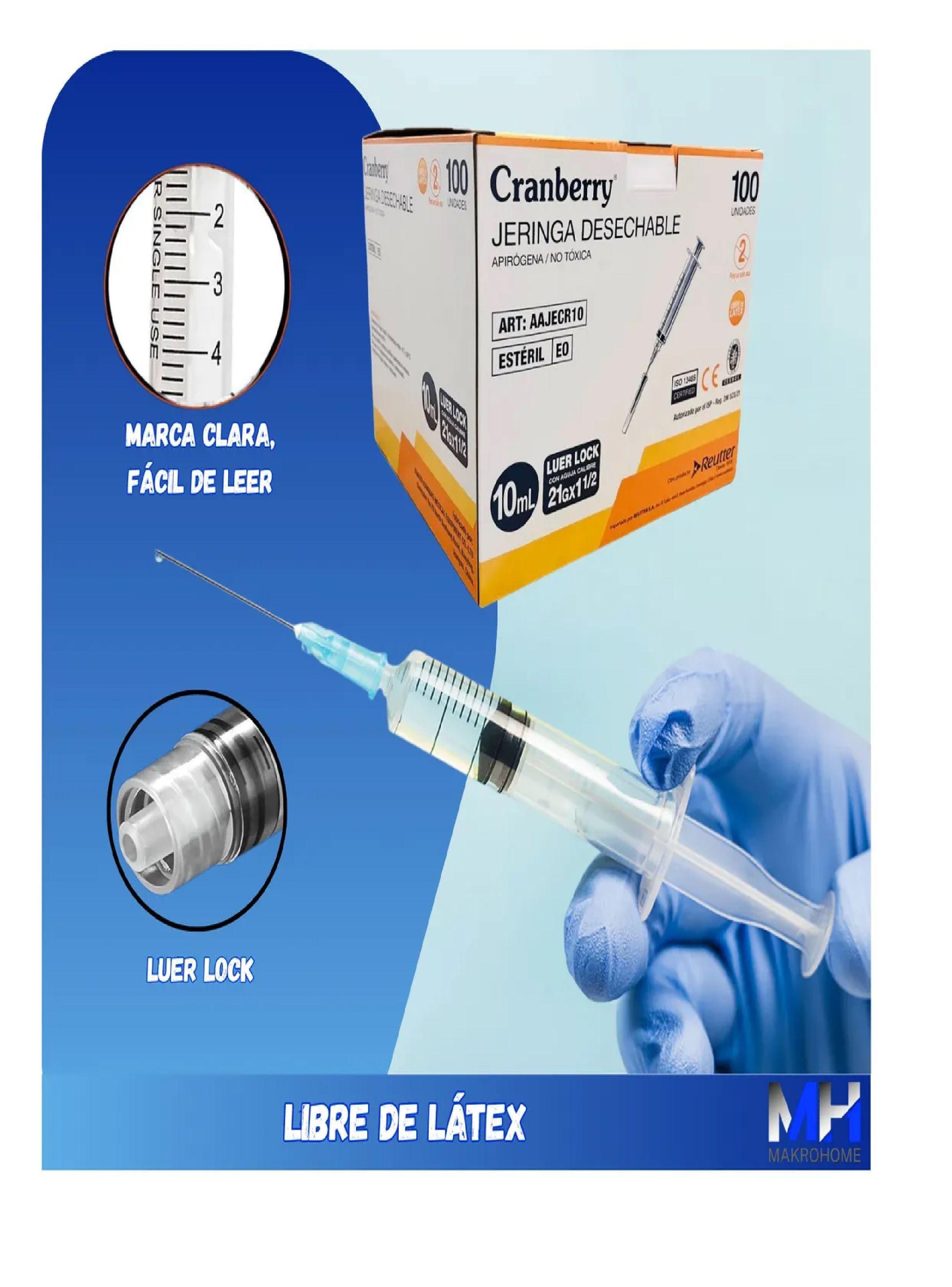 Jeringas Luer Lock 10cc 21g X 1 1/2 Pack 1200 Uds Cranberry-3