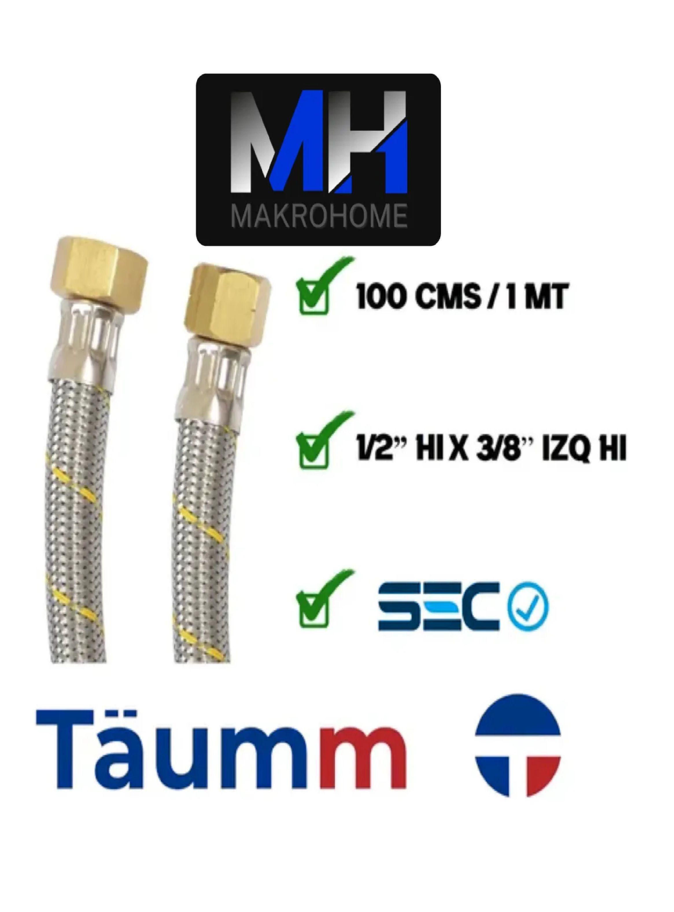 Flexible Para Gas 3/8 Hi Izquierdo X 1/2 Hi 1 Mts Taumm-4