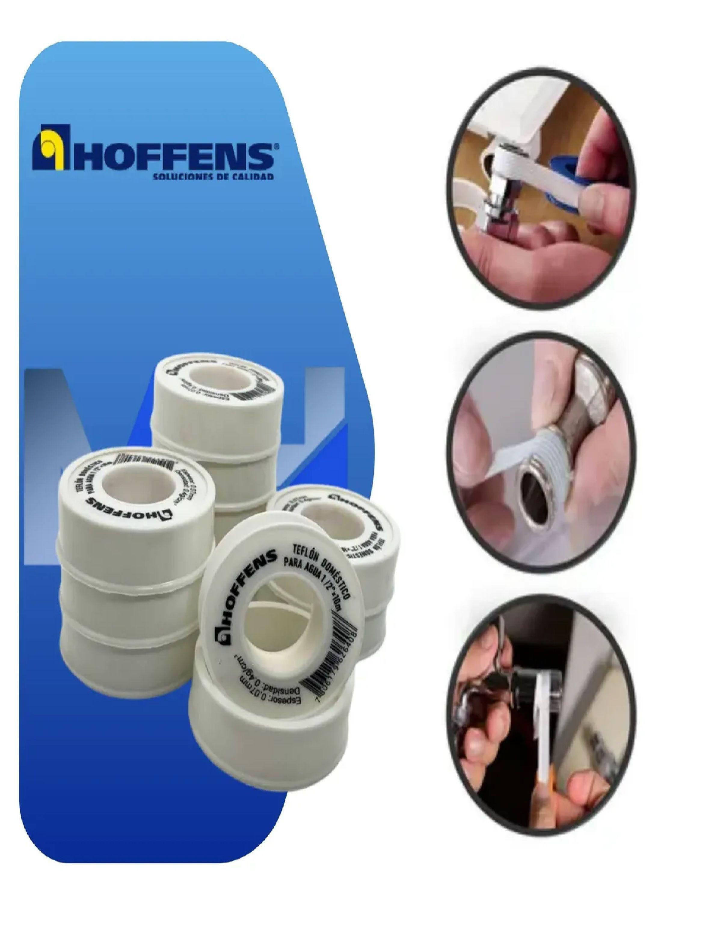 Cinta Teflon Hoffens 1/2 X 10 Metros Sello Hermético Agua-2