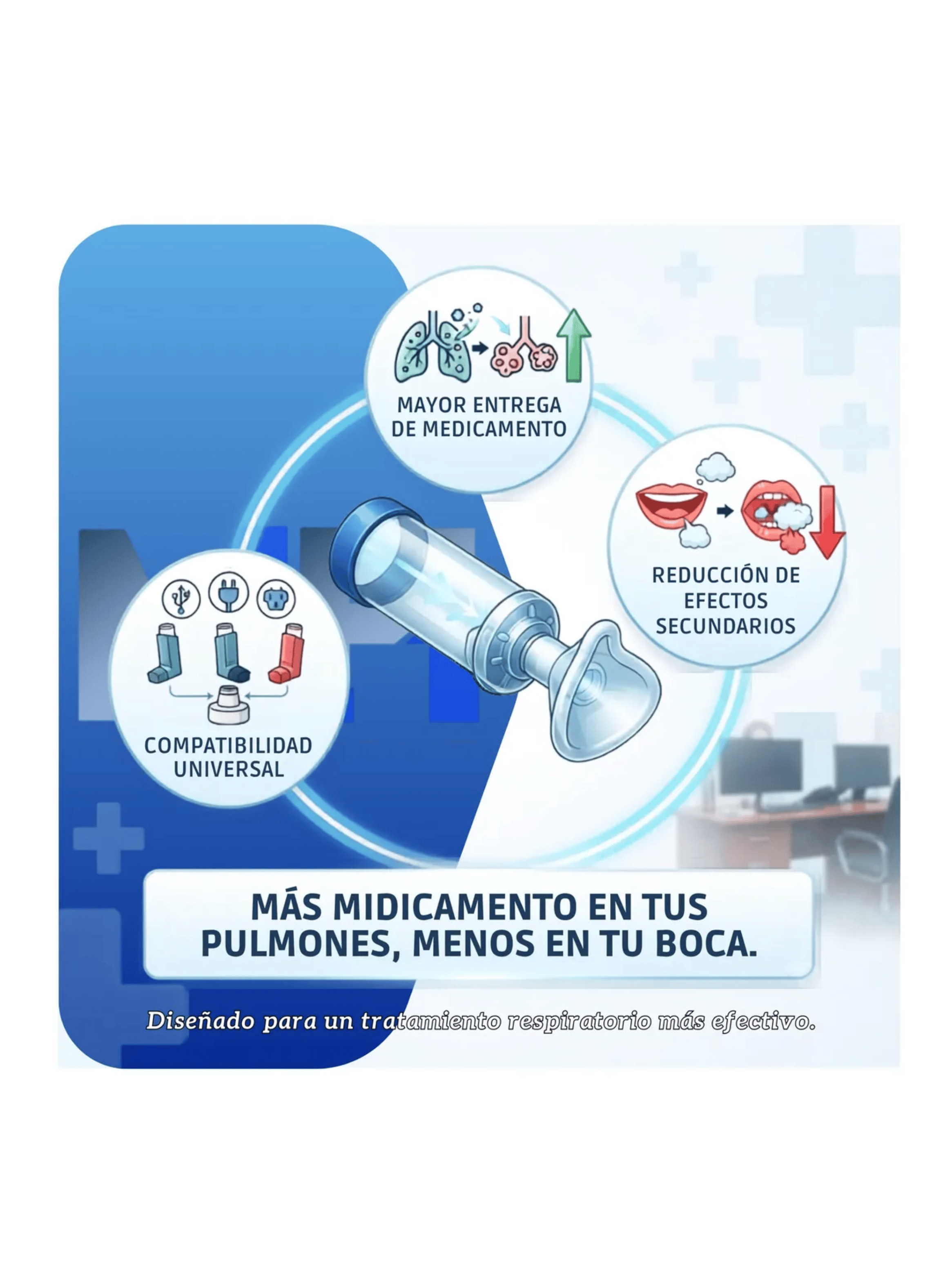 Aerocamara Adulto Valvula Inhalador Nebulizador Portatil L-3