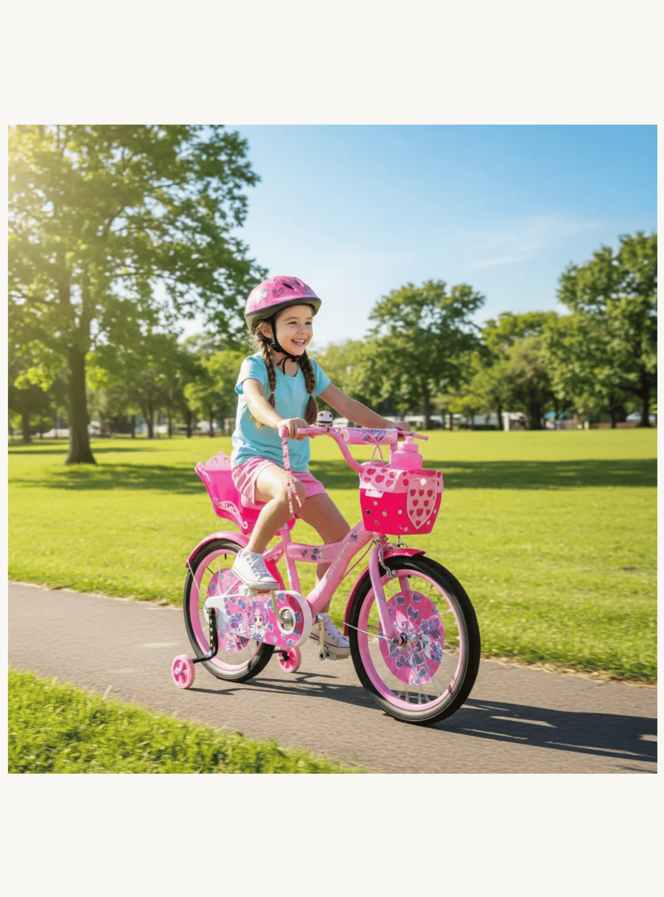 Bicicleta Infantil Con Ruedas De Aprendizaje Rosa-2