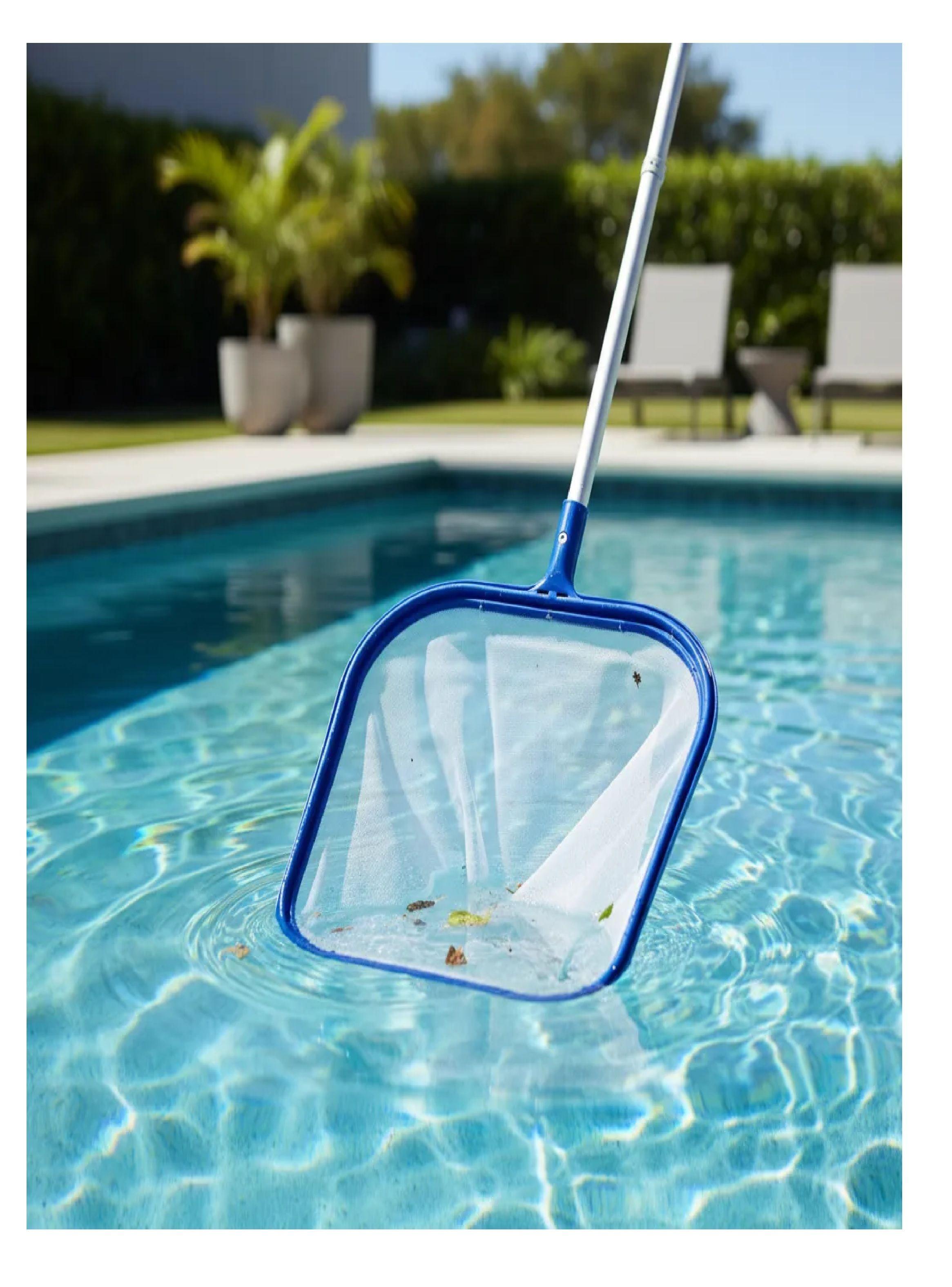 Limpia Piscina Plana Saca Hoja Red Con Mango 1.5mt Deep Blue-3