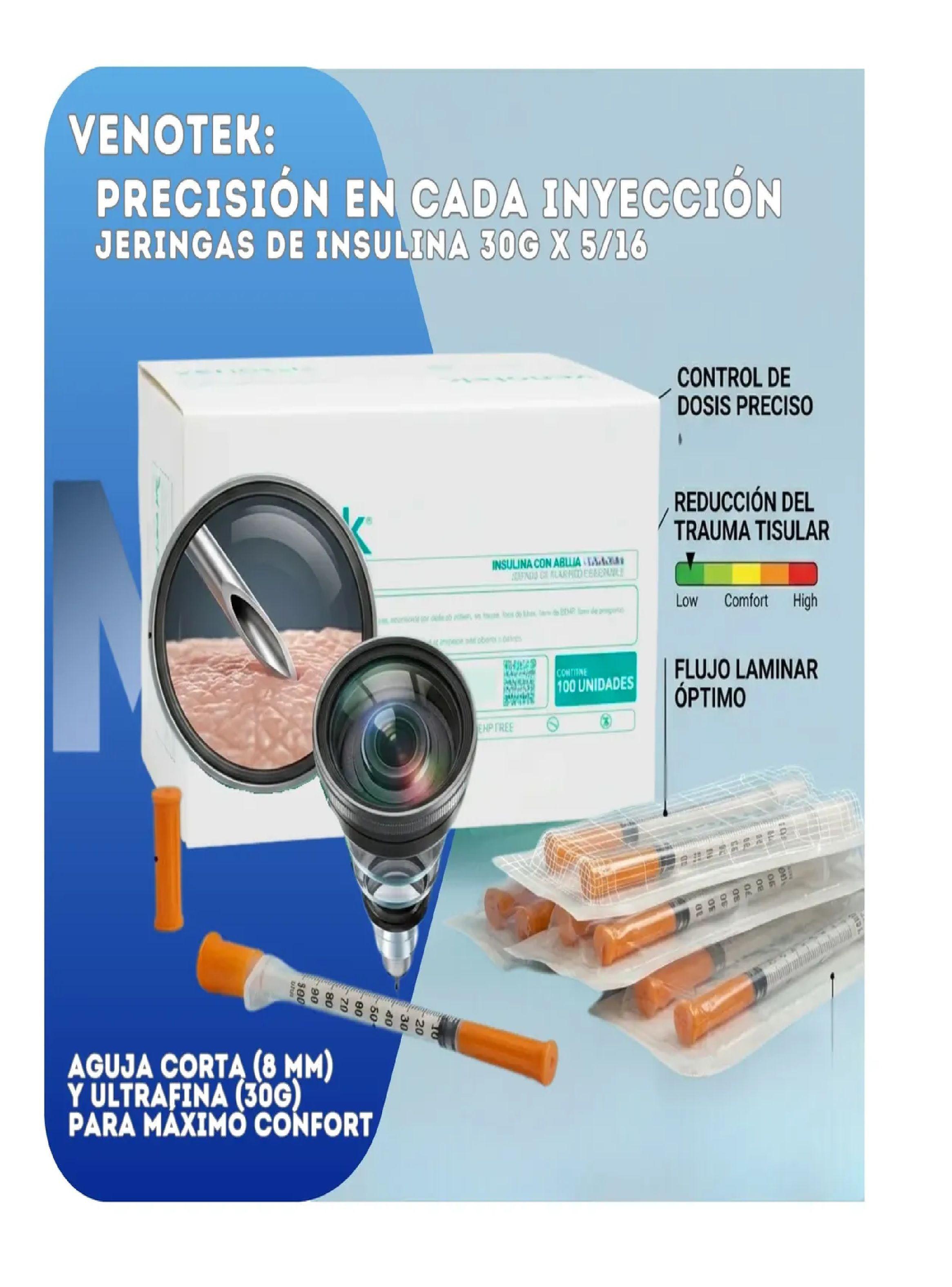 Jeringa Insulina Venotek 100ui 1ml 30g X 8mm - Caja 100 Unid-2