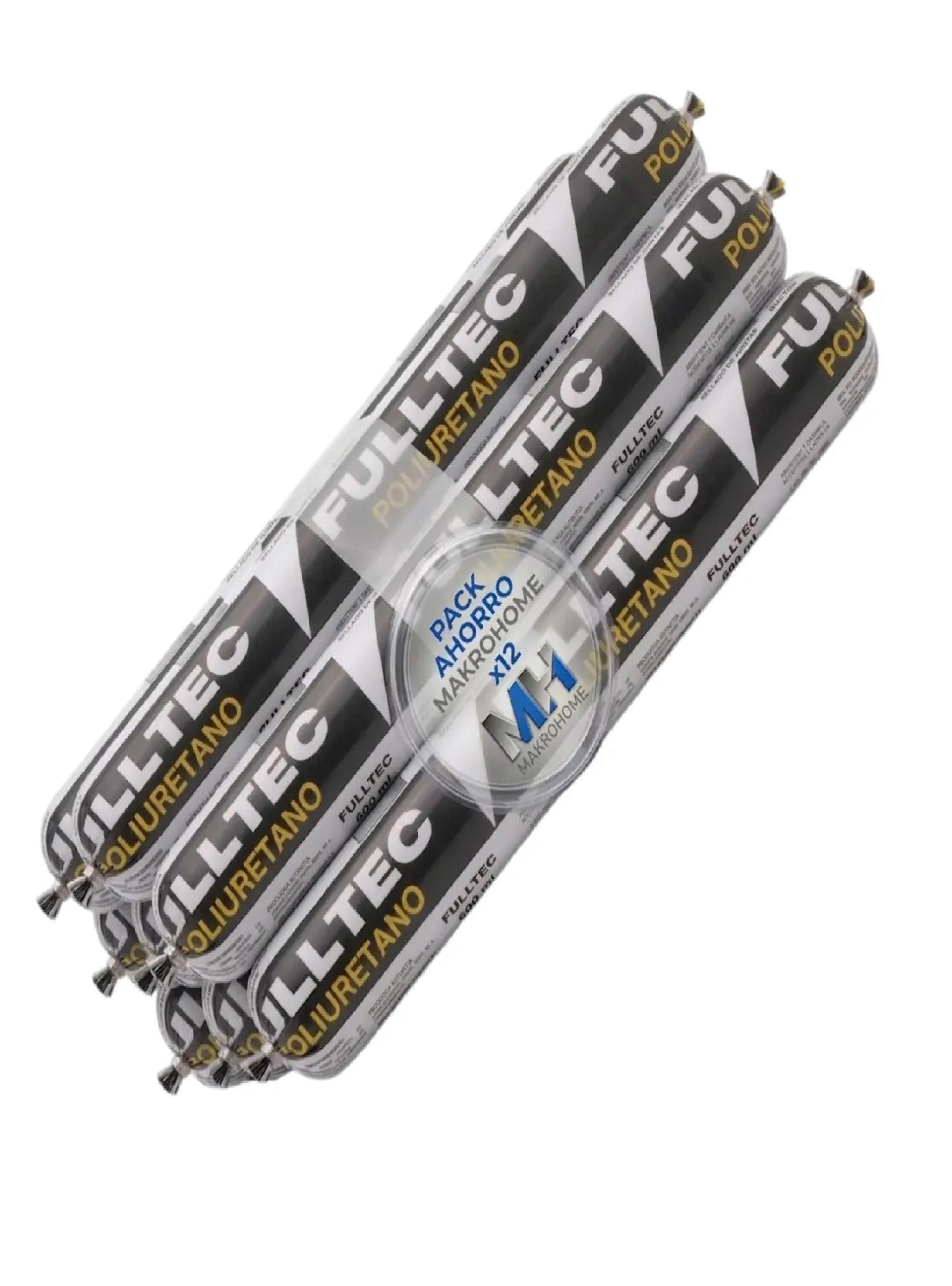 Pack 12 Sellador Poliuretano Gris Fulltec 600ml Pu40 Sello-0
