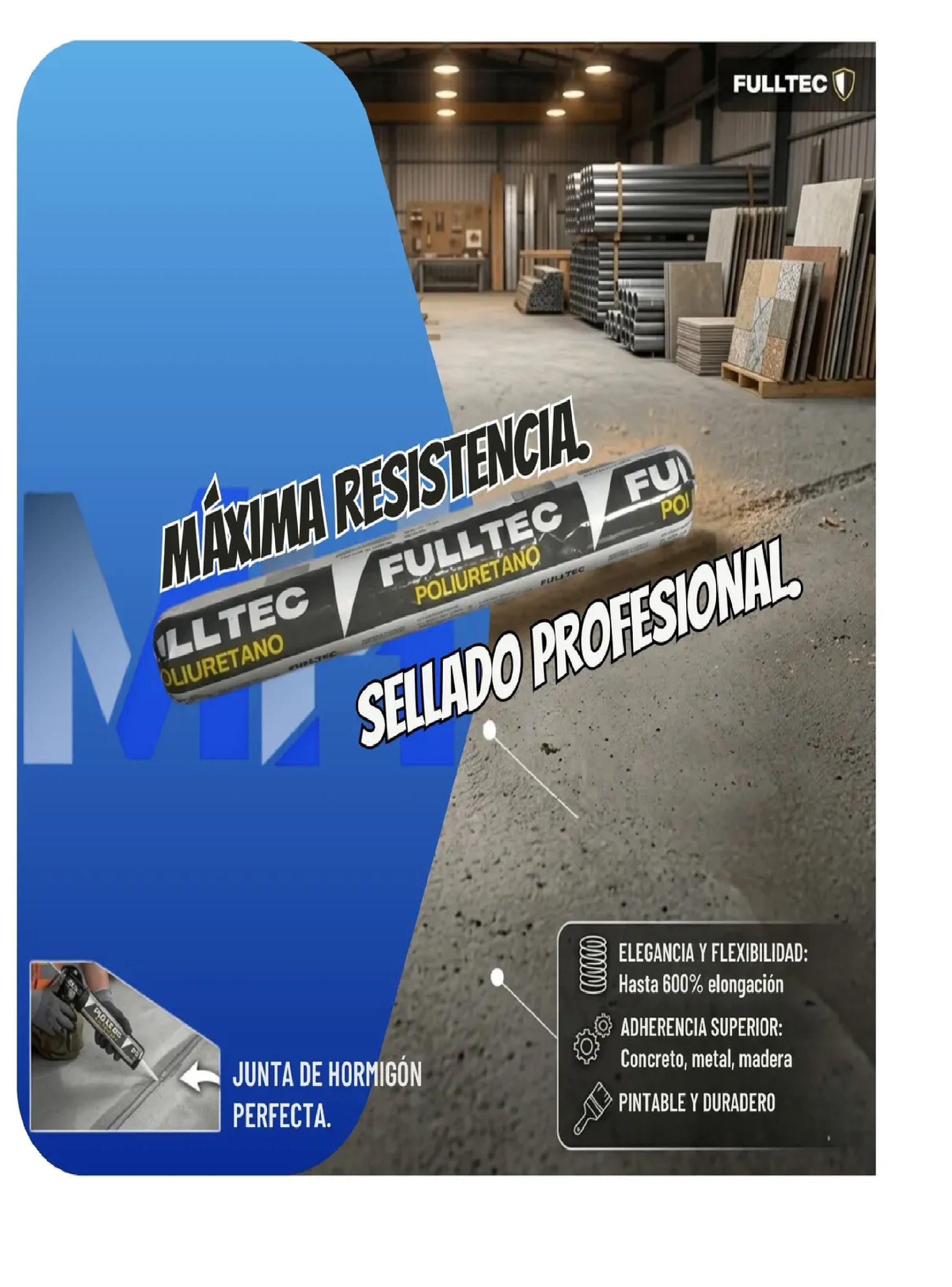 Pack 12 Sellador Poliuretano Gris Fulltec 600ml Pu40 Sello-1