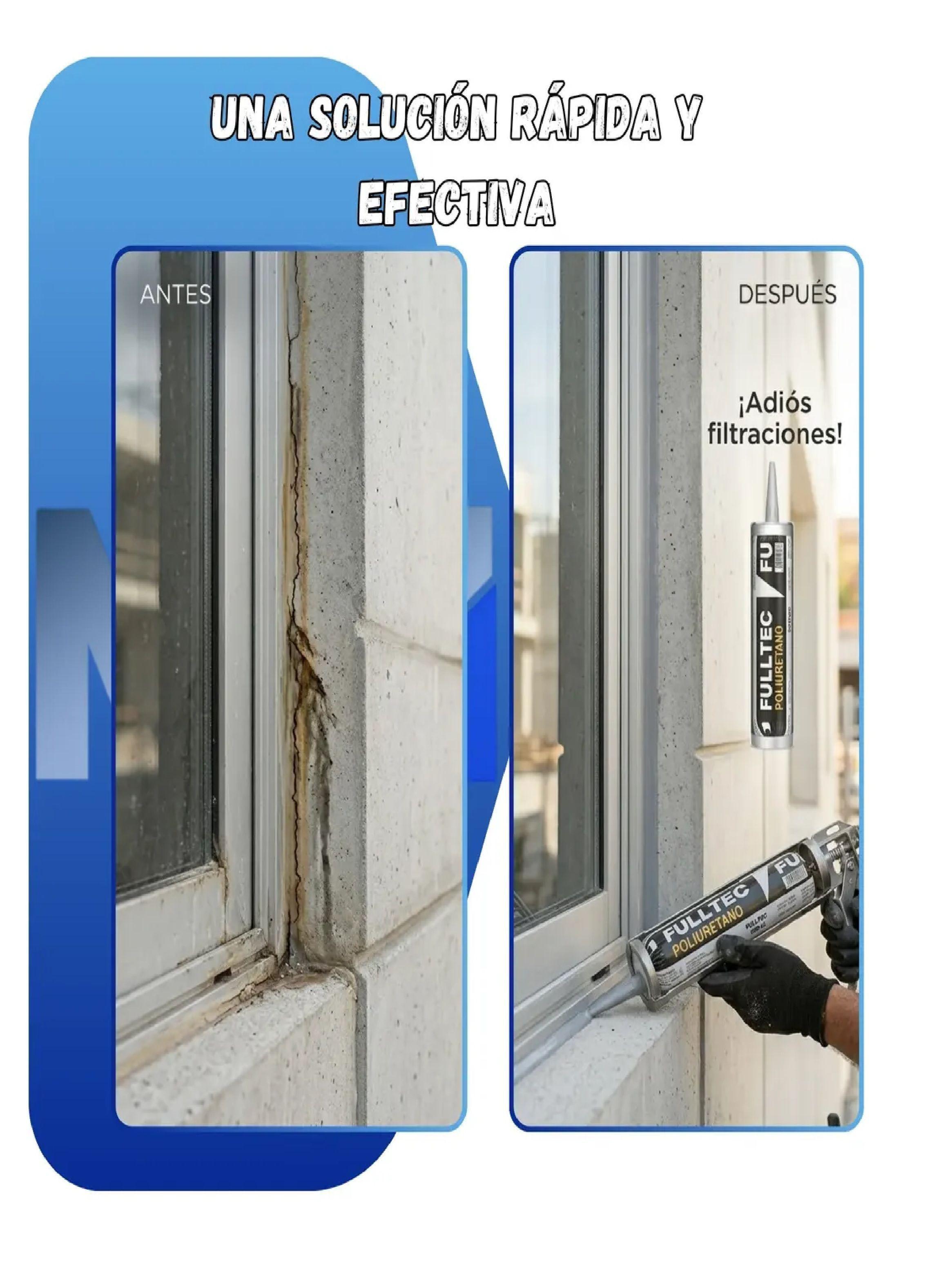 Pack 12 Sellador Poliuretano Gris Fulltec 600ml Pu40 Sello-4