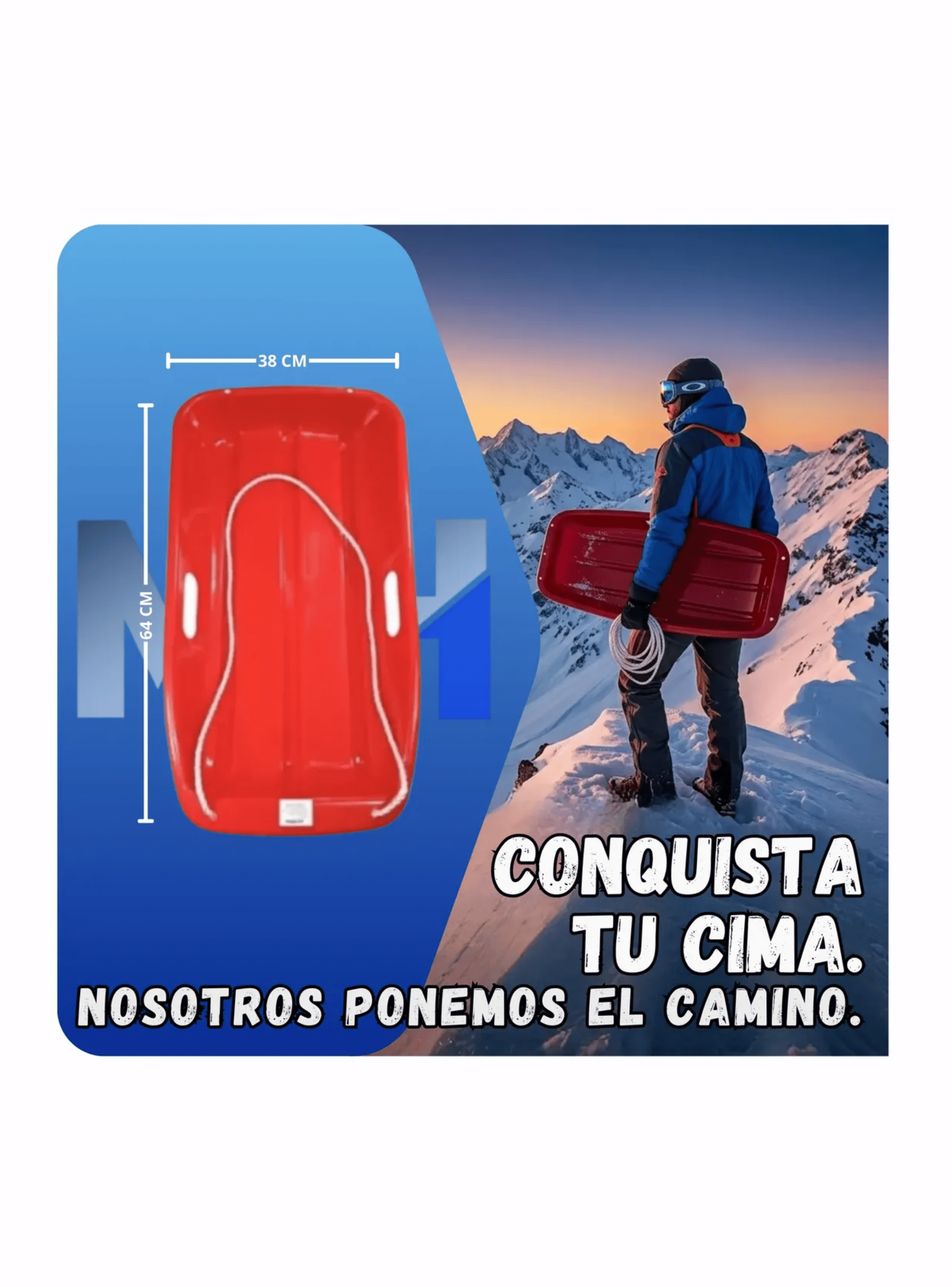 Trineo Deslizante Para Nieve Port til 65x38 Color Rojo-1