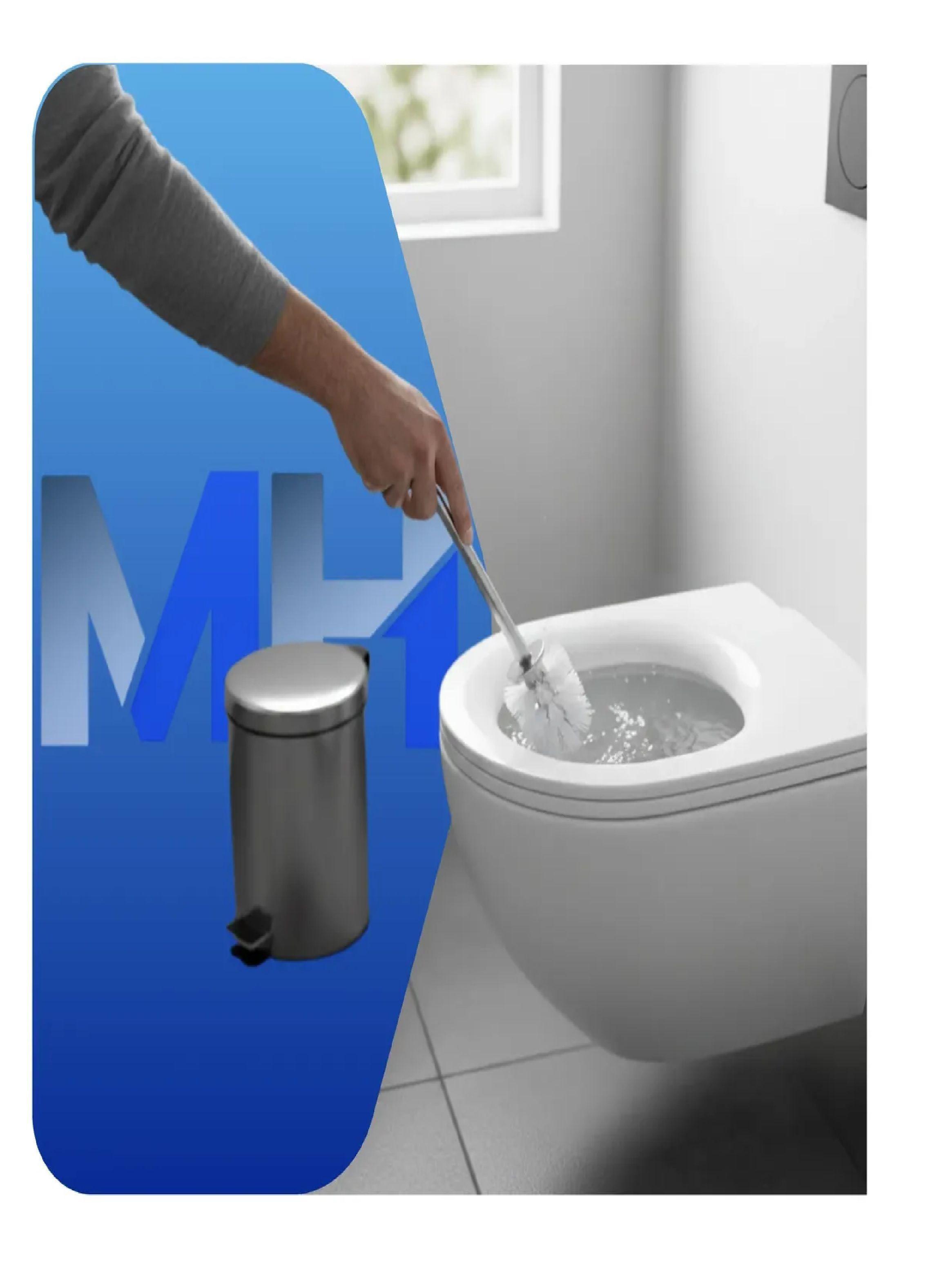 Set Baño Acero Inoxidable Taumm: Basurero 5 L + Escobilla Wc-2