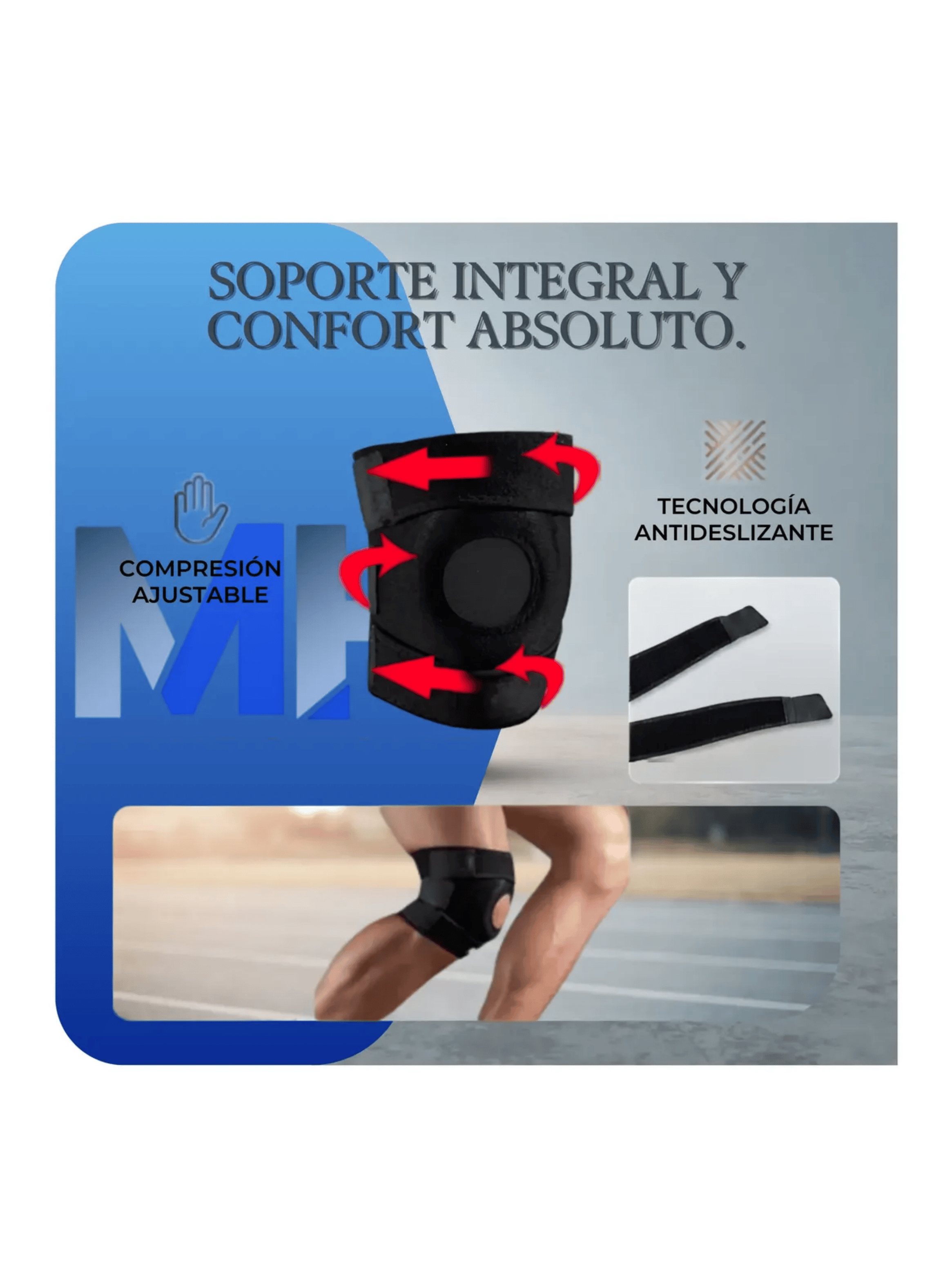 Rodillera Para Meniscos Soporte Rotula Triple Banda Sujecion-5
