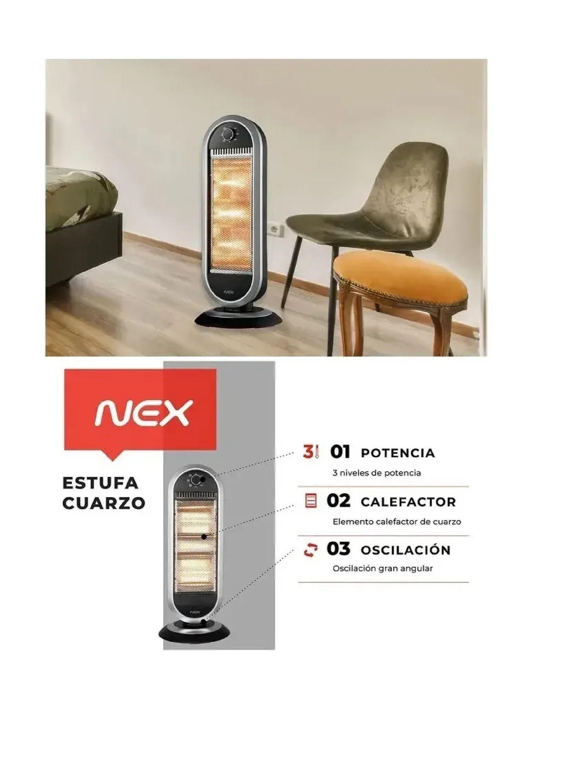 Calefactor Estufa Halogena Nex 1100w Antivuelco-1