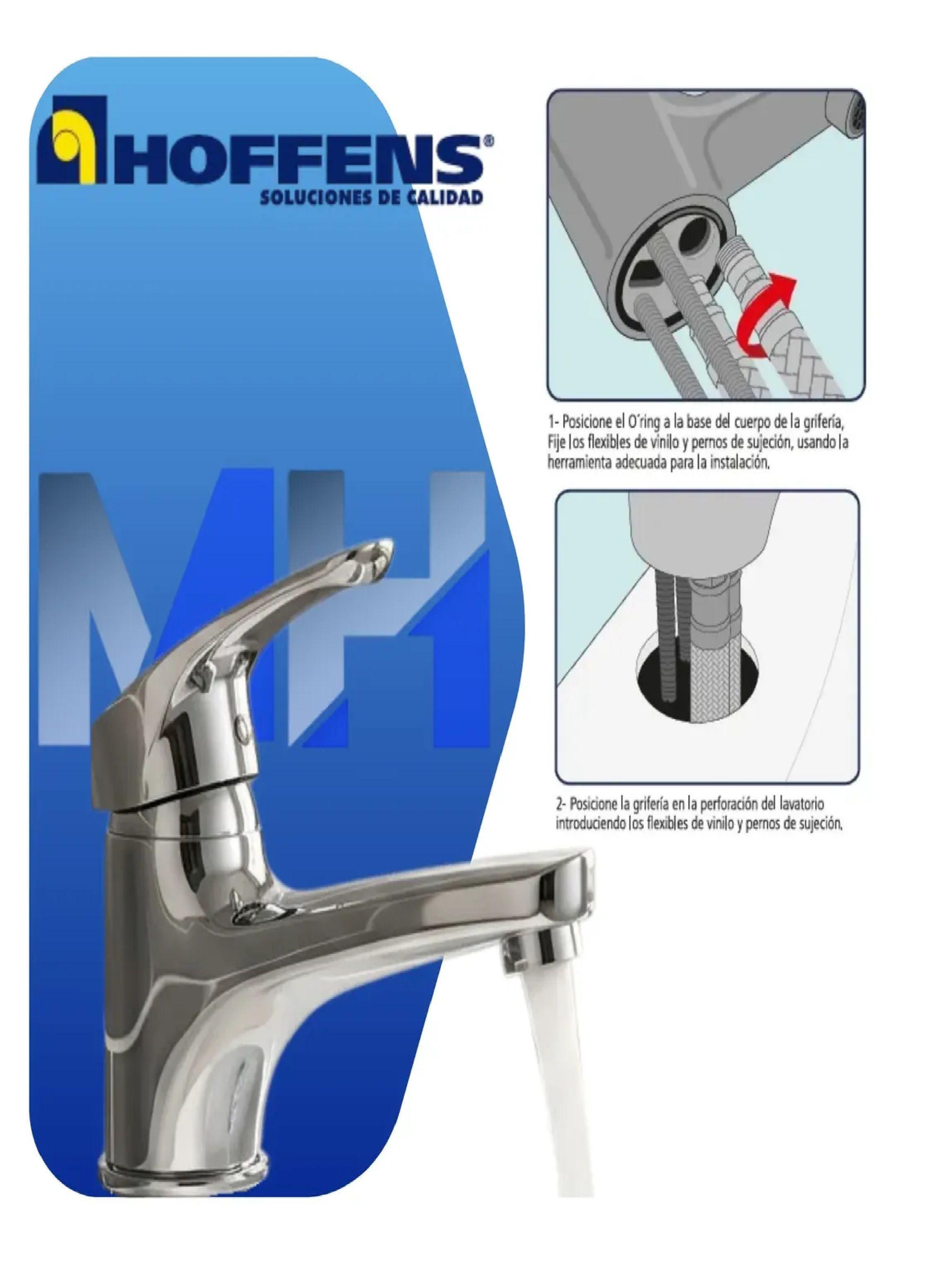 Monomando Lavatorio Baño Allegra Cromo + Flexibles Vinilo-4