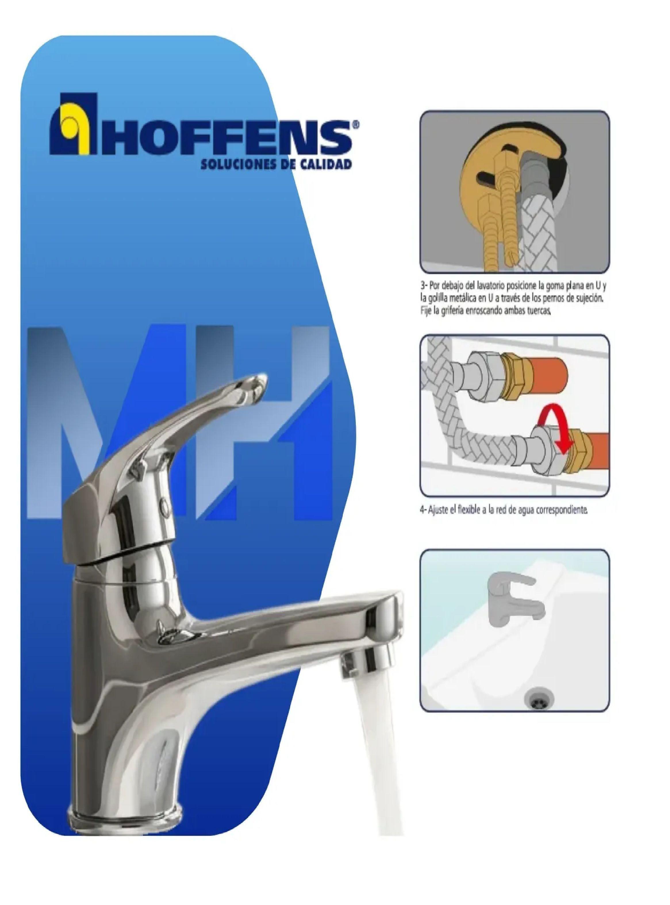 Monomando Lavatorio Baño Allegra Cromo + Flexibles Vinilo-5