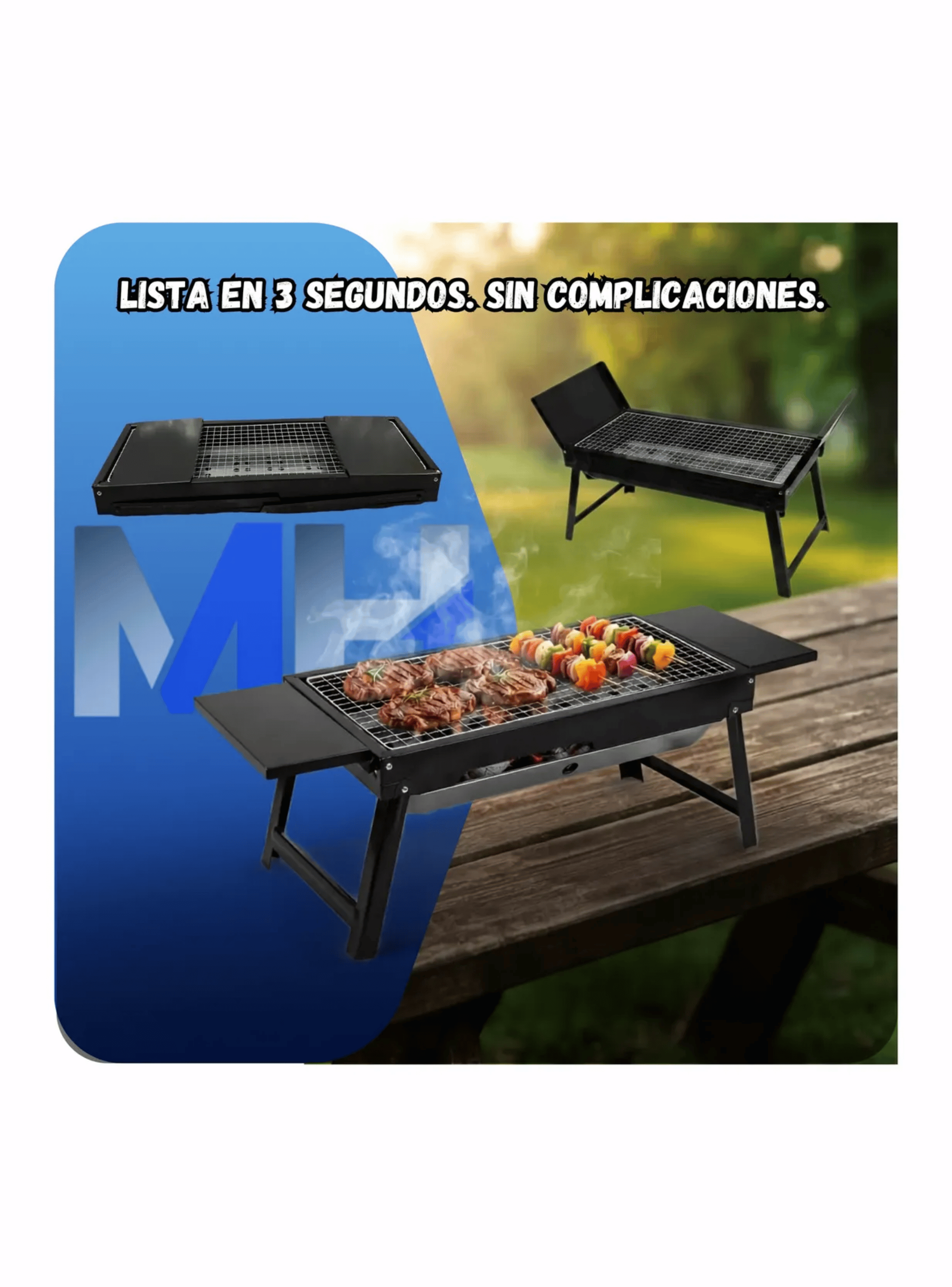 Parrilla Portatil Plegable Compacta A Carbon Camping 60 Cm-3