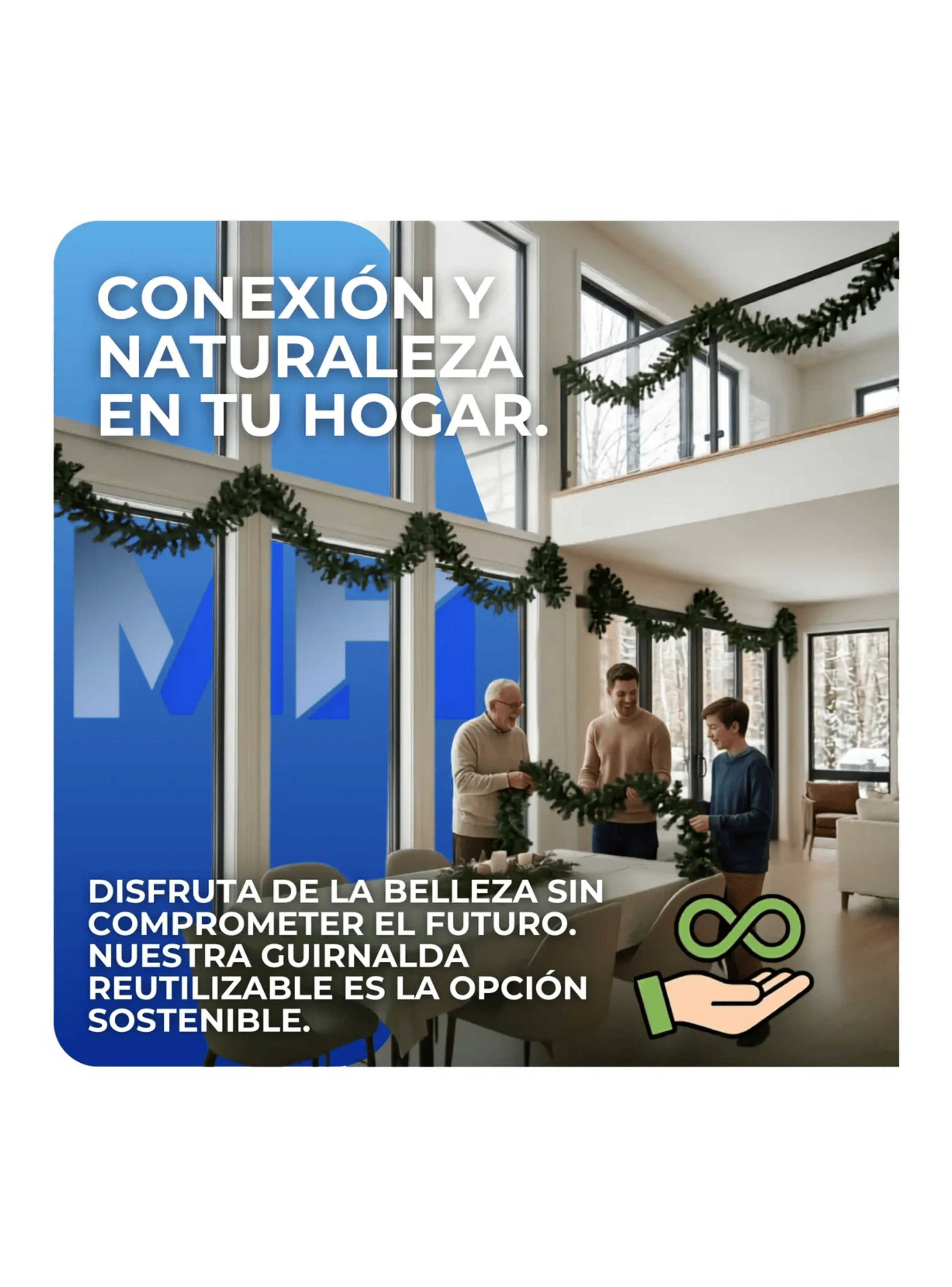 Guirnalda Canadiense De Navidad 270 Cm Decoracion Pack X6-6