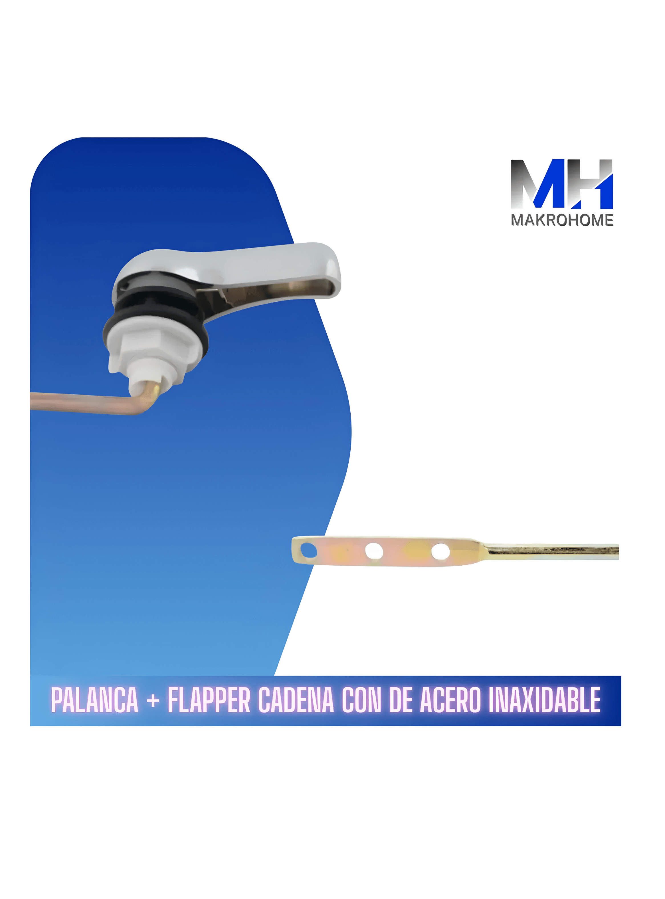 Flapper Cadena Acero Inoxidable + Manilla Estanque Bronce-4
