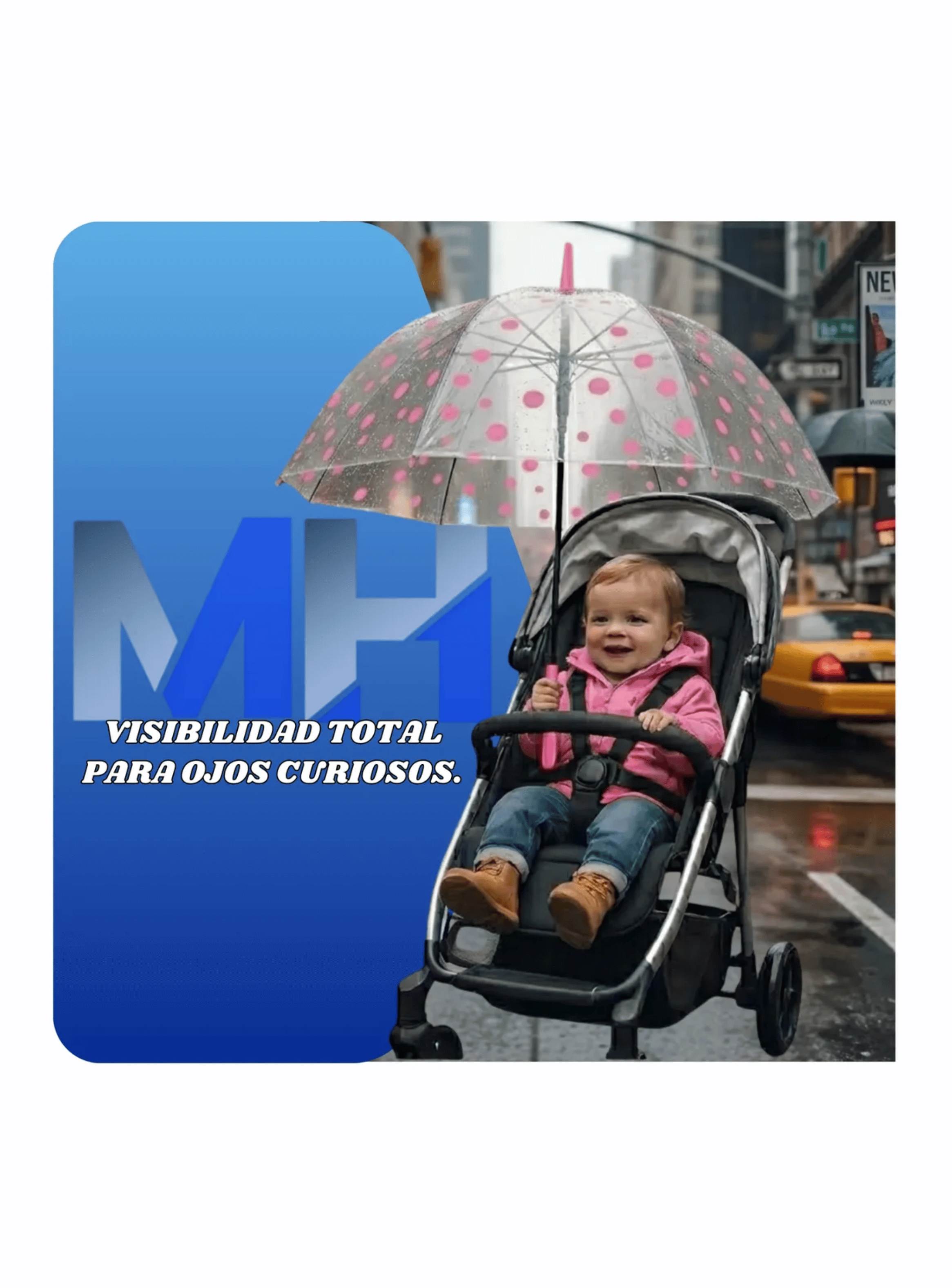 Paraguas Ni os Transparente Infantil Automatico De 90 Cm Rosa-2