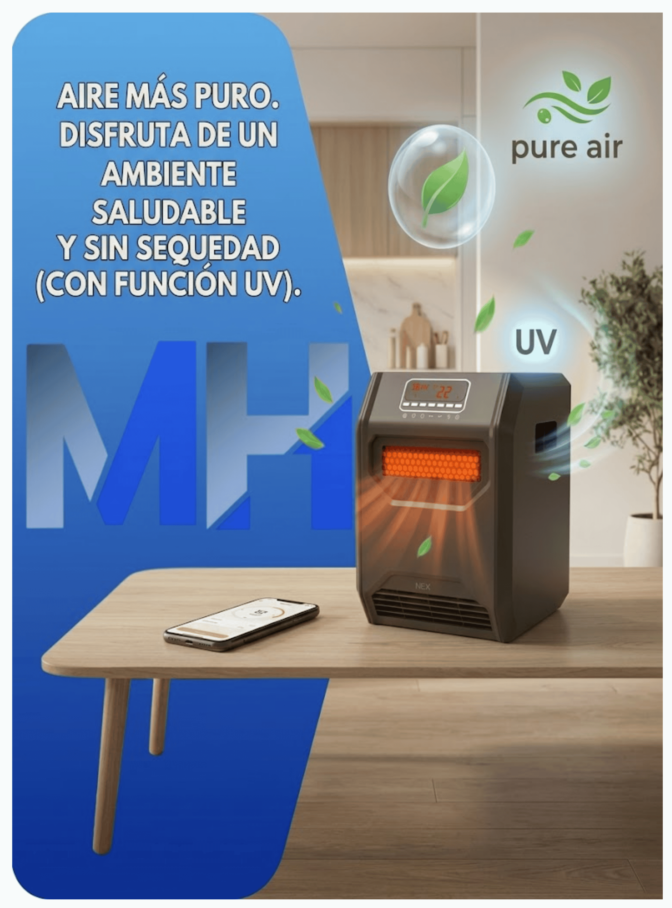 Estufa Infrarroja Nex 1500w Calor Digital Eficiente Wifi-3