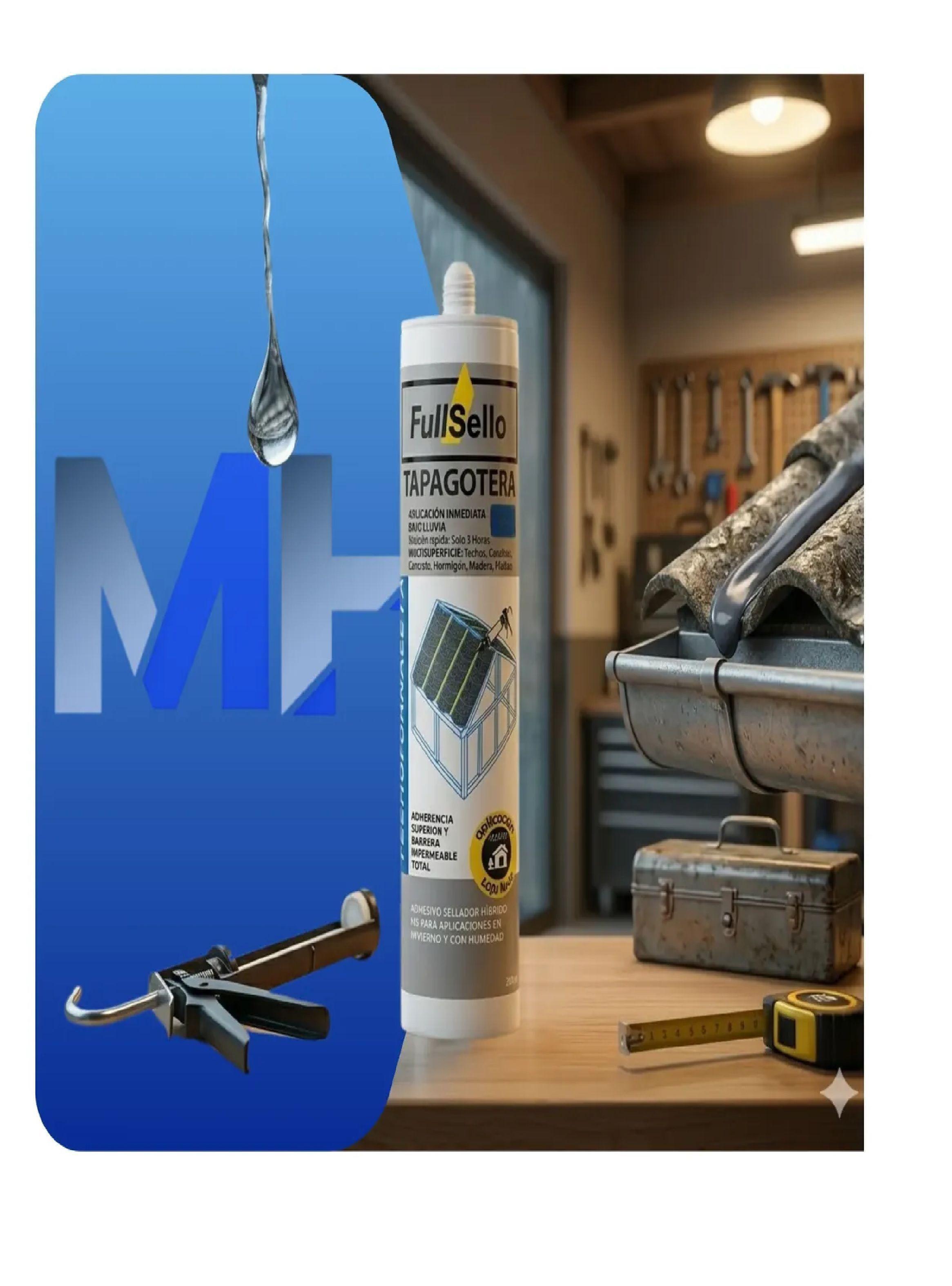 Pack 6 Sellador Tapagotera Profesional Fullsello Pega Mojado Negro-2