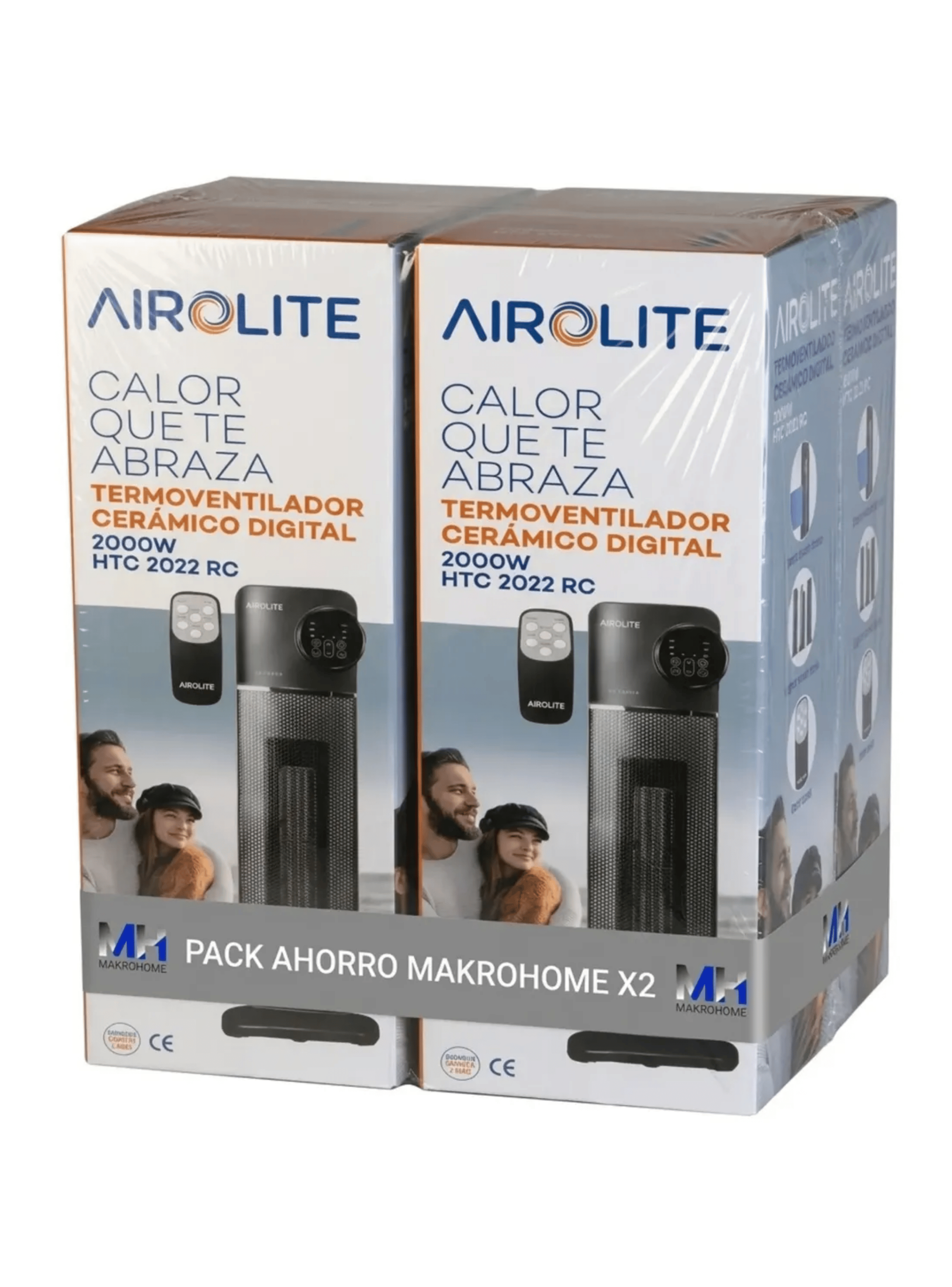 Pack X2 Termoventilador Ceramico 2000w Torre Con Control Rem-0