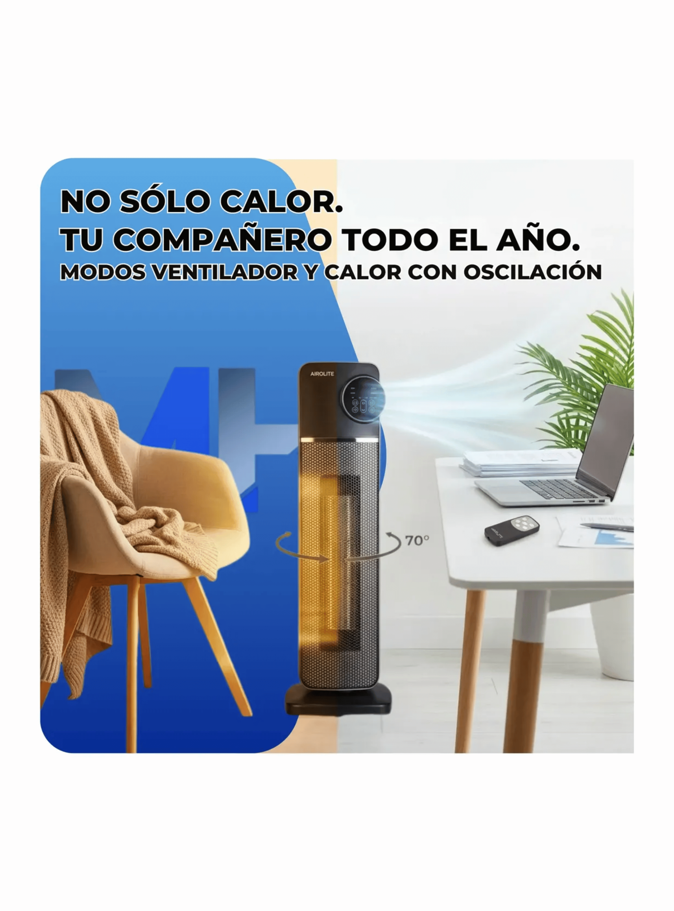 Pack X2 Termoventilador Ceramico 2000w Torre Con Control Rem-1