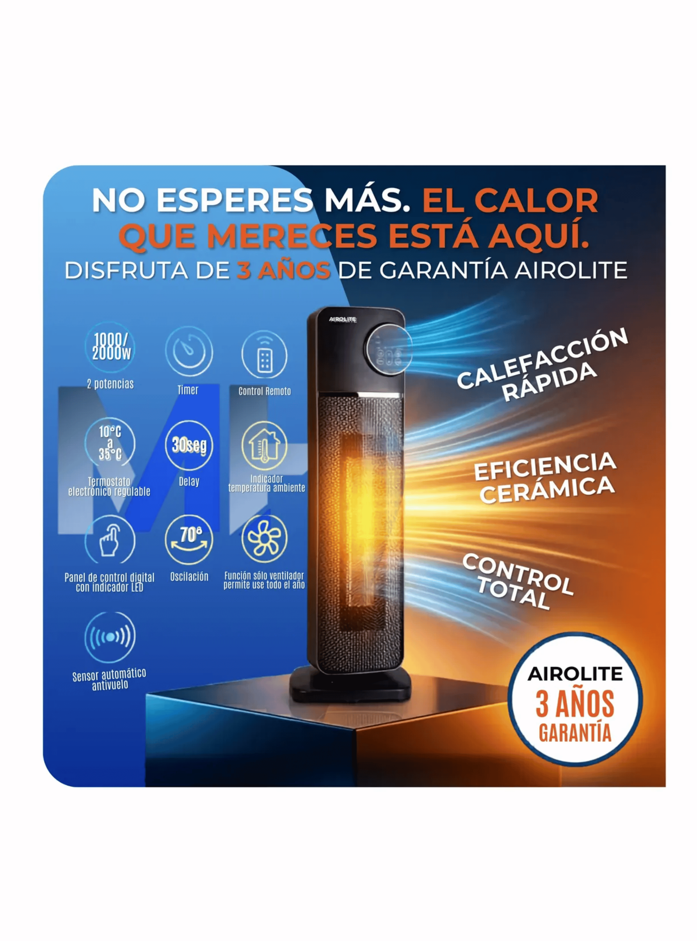 Pack X2 Termoventilador Ceramico 2000w Torre Con Control Rem-3