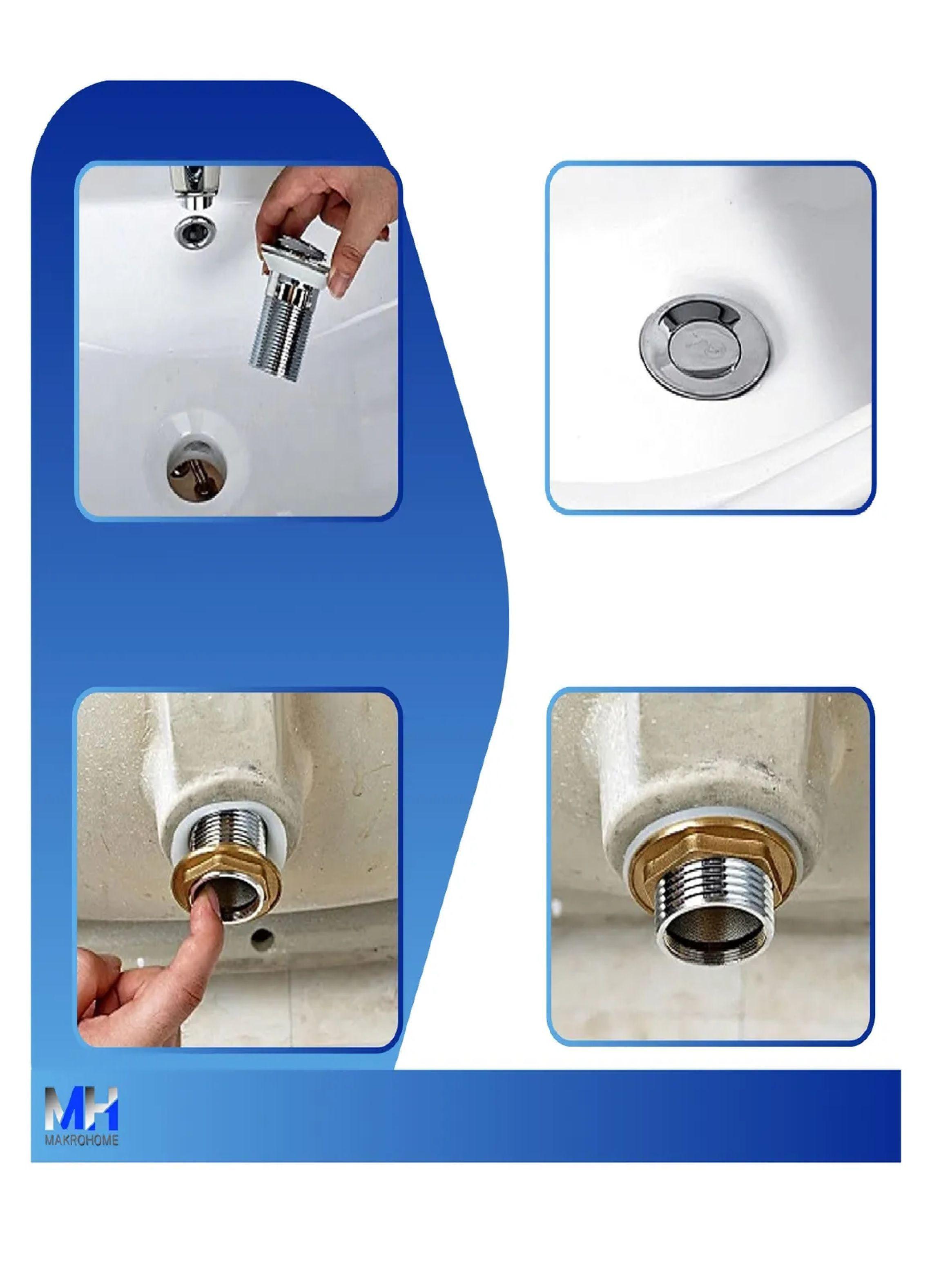 Desague Click Clack Popup 1 1/4 Lavatorio Acero Con Rebalse-3