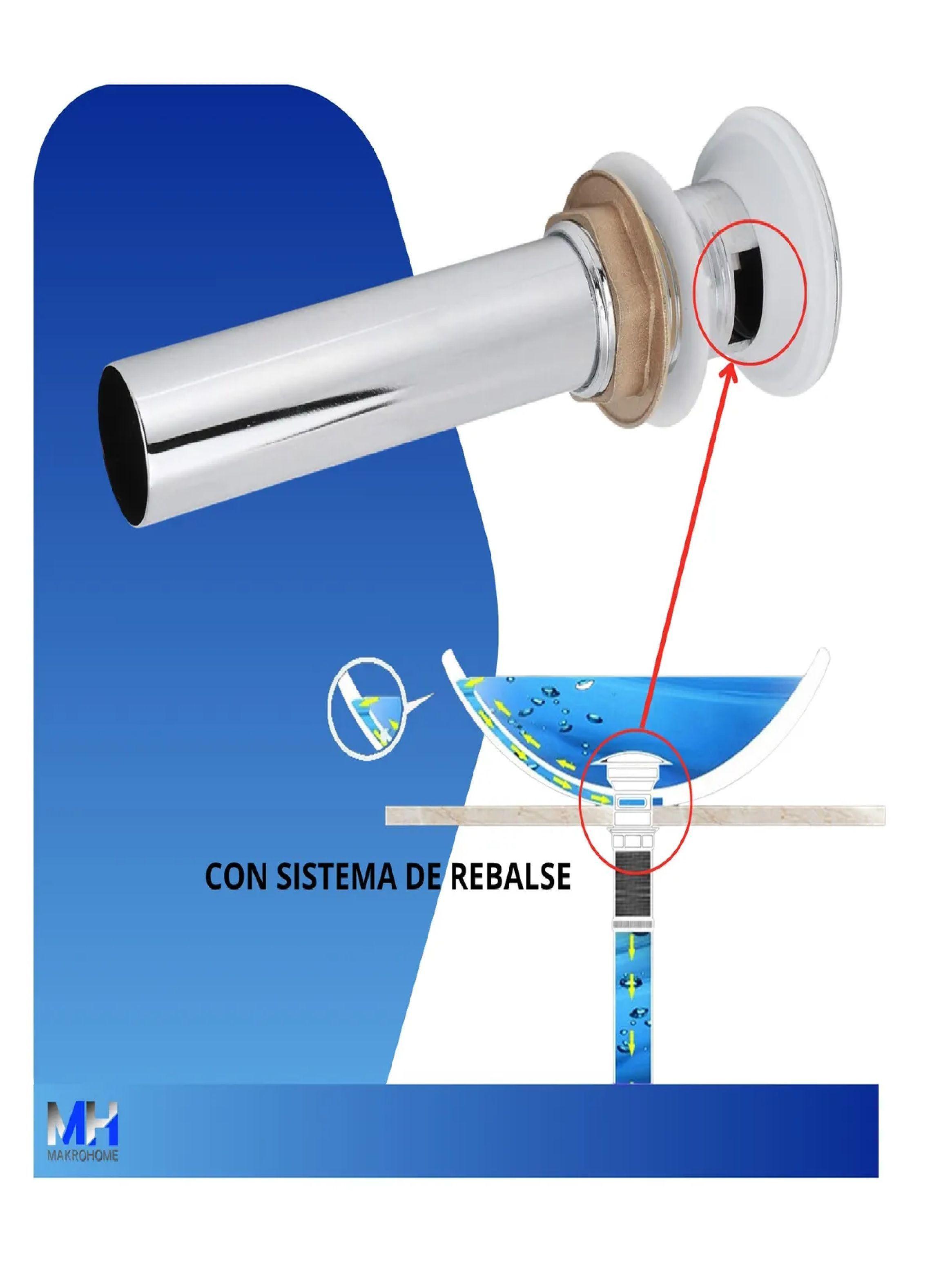 Desague Click Clack Popup 1 1/4 Lavatorio Acero Con Rebalse-4