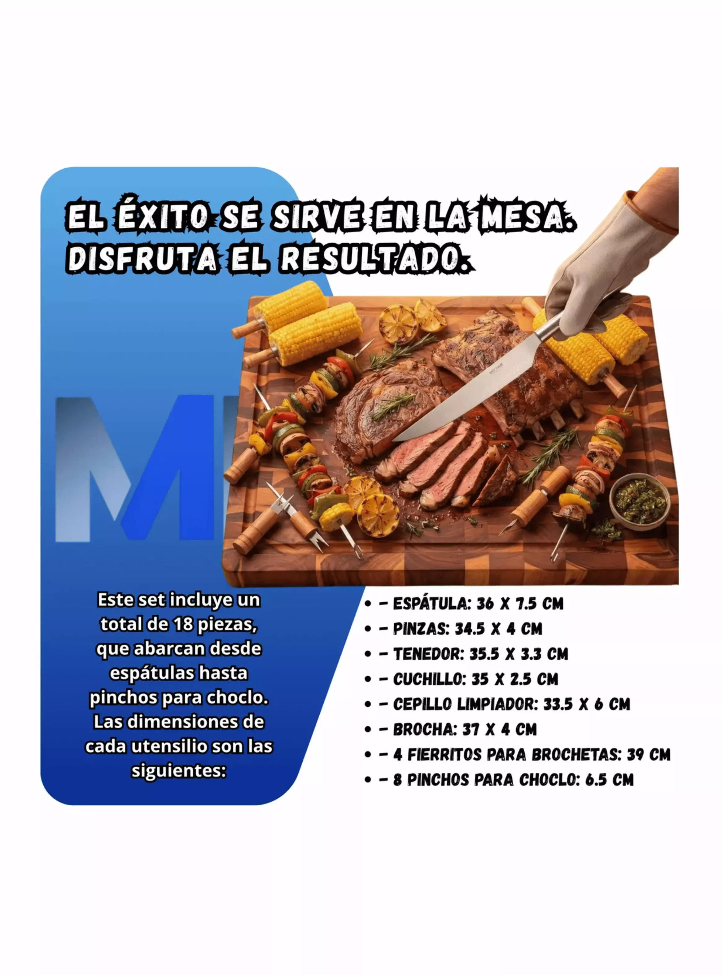 Set Parrillero Beefmaker 18 Pzs Acero Inoxidable Con Maletin-2