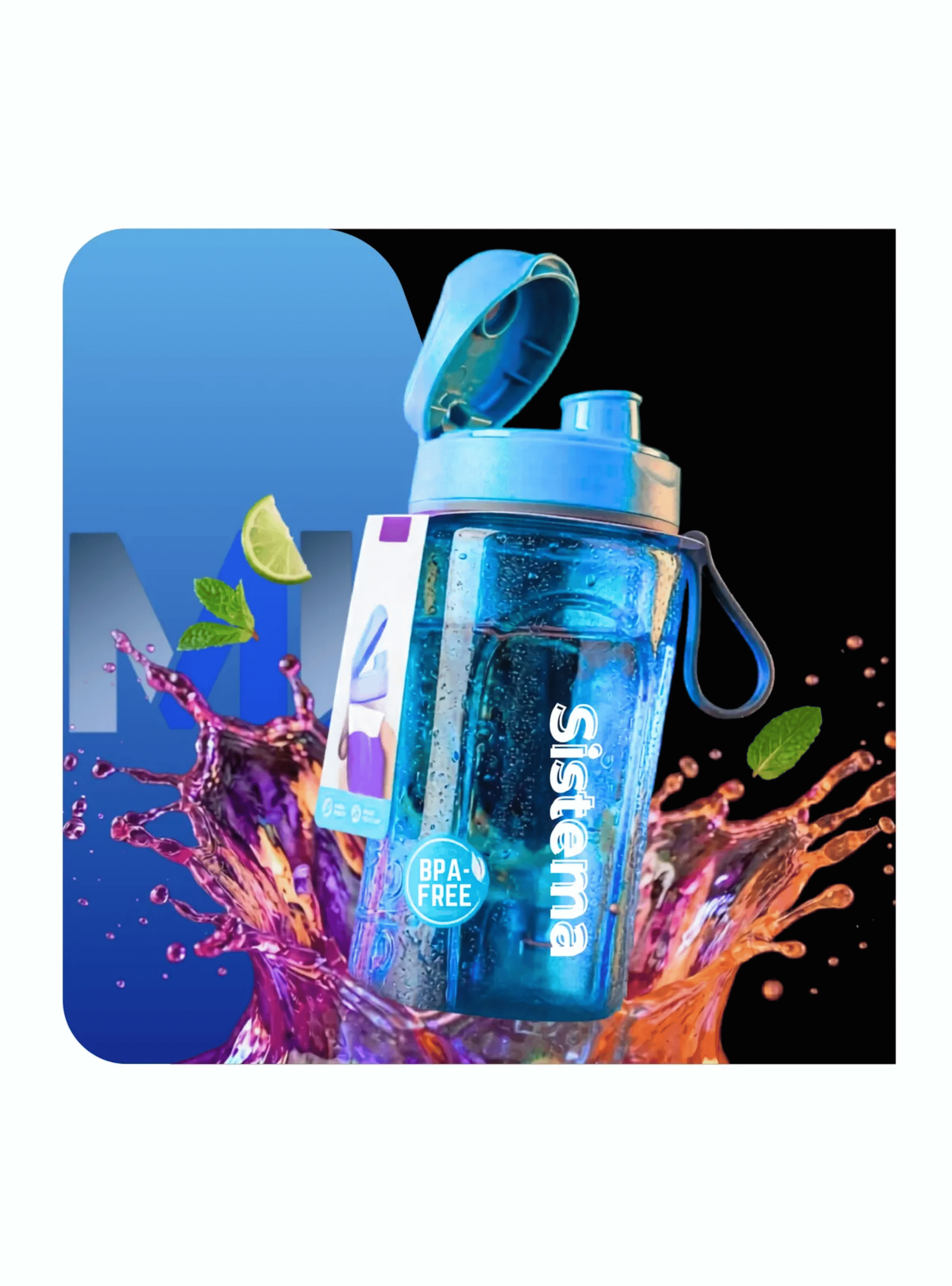 Botella De Agua Sistema Swift 600ml Reutilizable Libre Bpa Azul-4