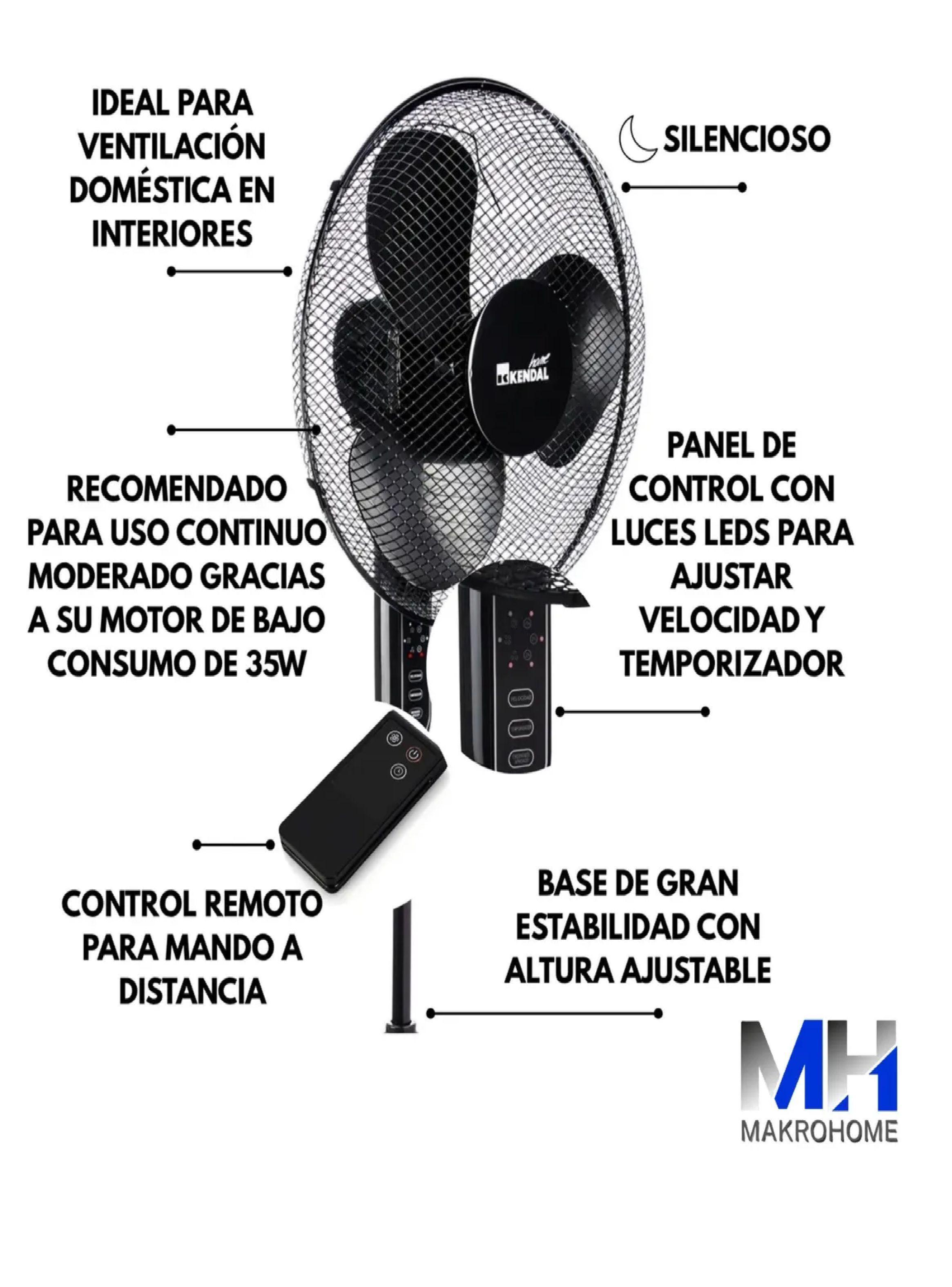 Ventilador Pedestal Kendal De Pie 16 Negro Control Remoto-4