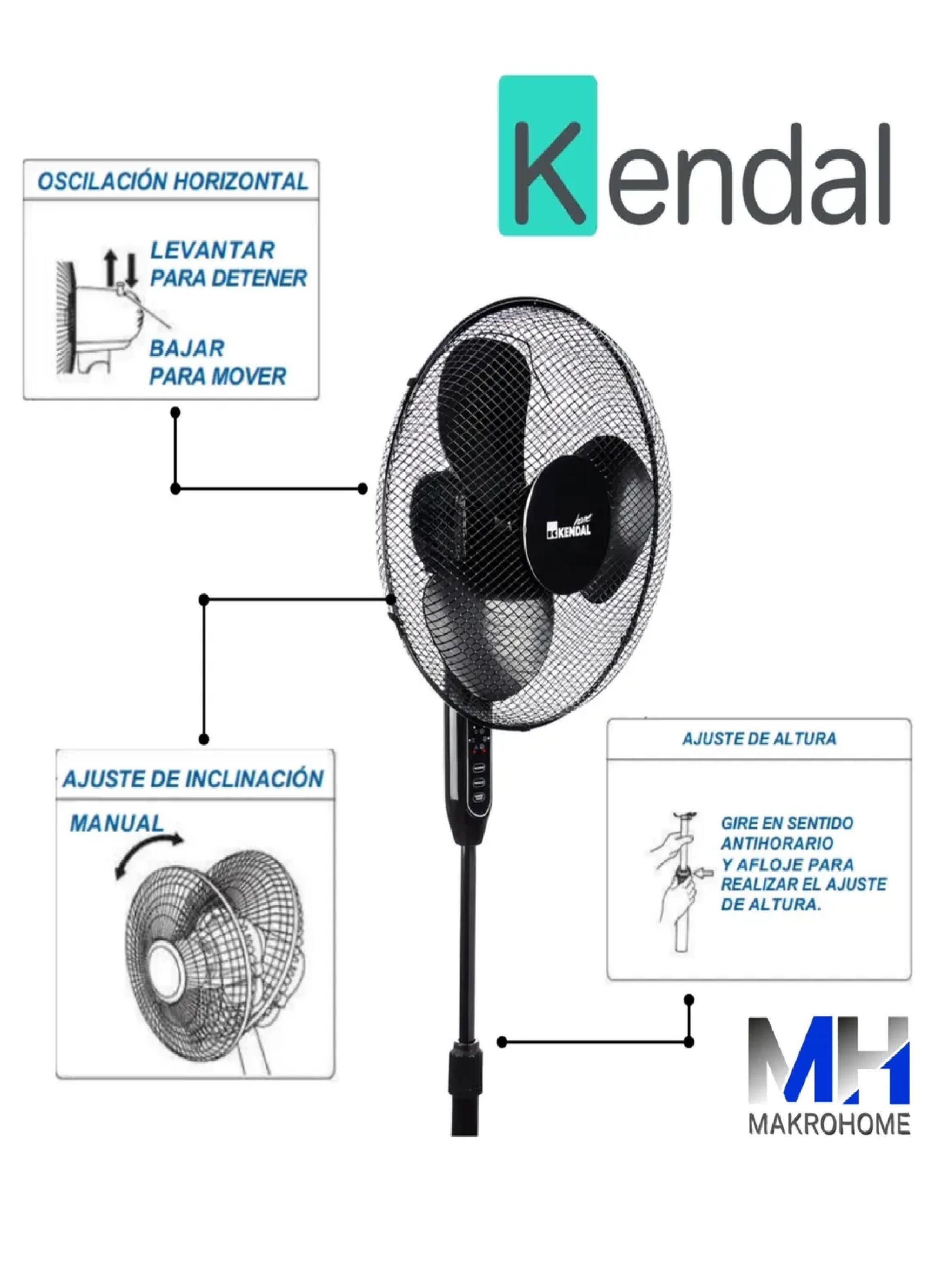 Ventilador Pedestal Kendal De Pie 16 Negro Control Remoto-5