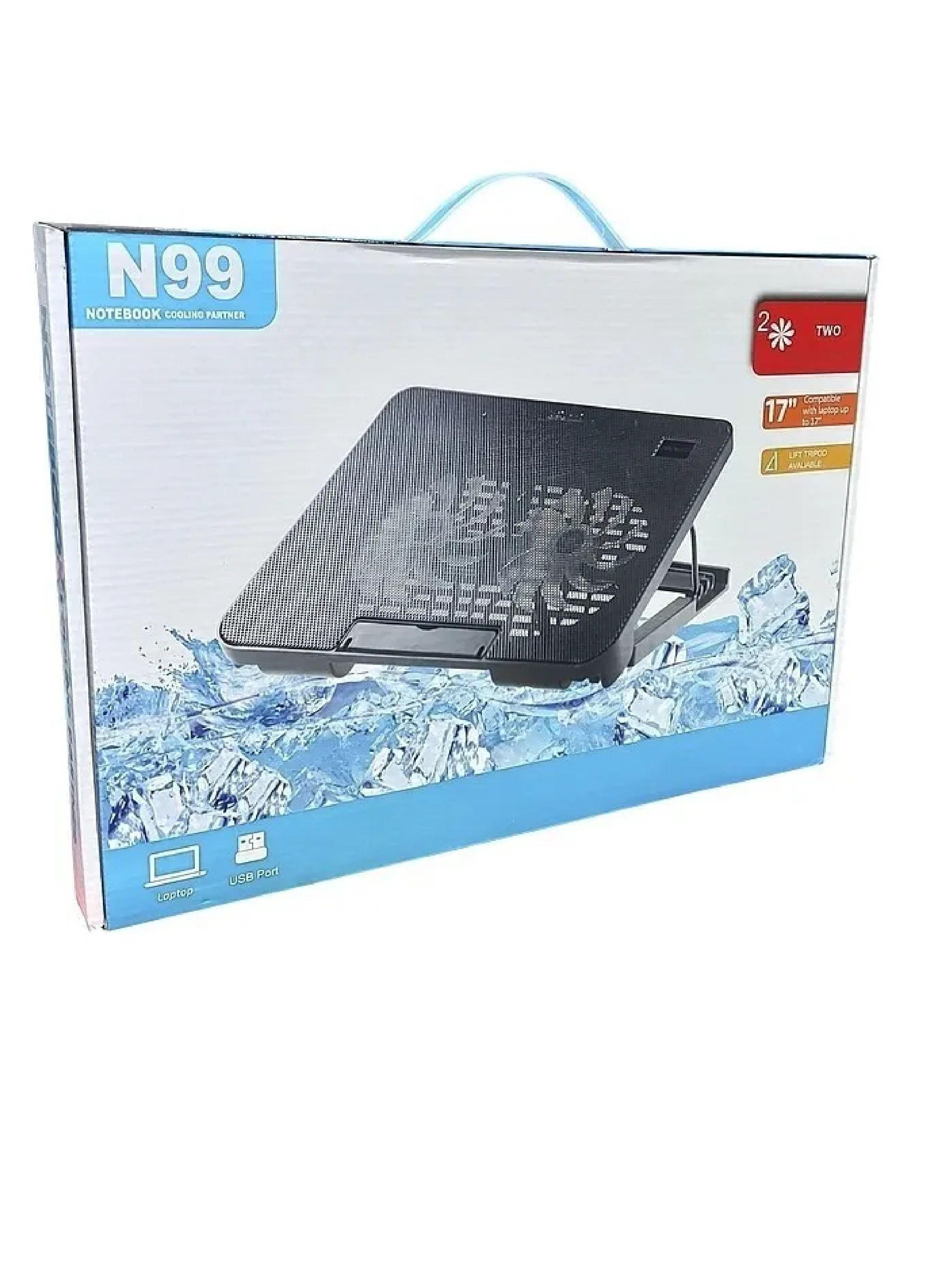 Soporte Notebook Cooler Ventilador Enfriador Pc Negro Led-7