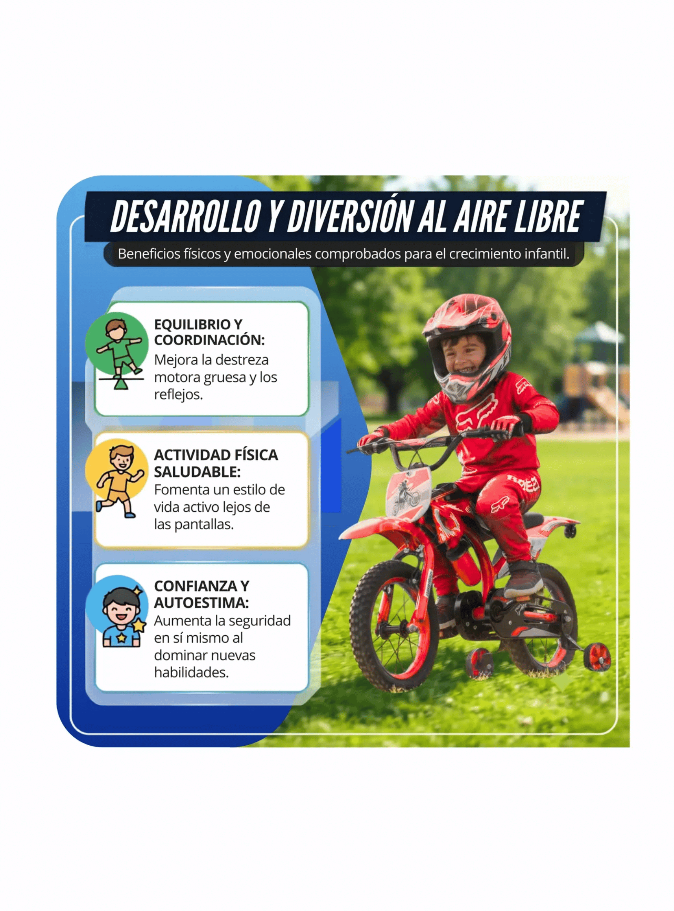Bicicleta Infantil Aro 16 Bici Moto Cross Con Rueditas-5