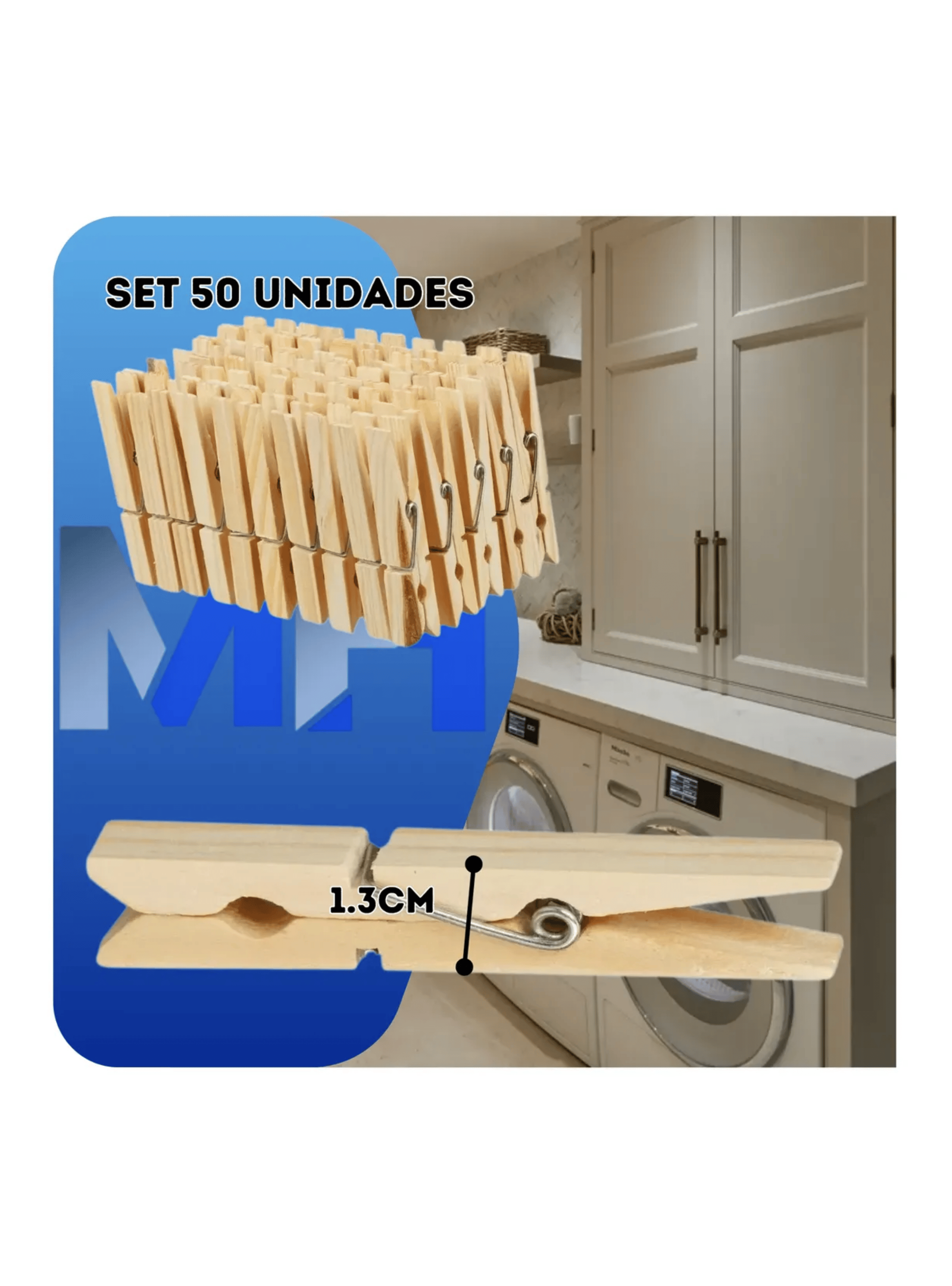 Pack X2 50 Pinzas De Madera Perros Para Colgar Ropa 100unid-2