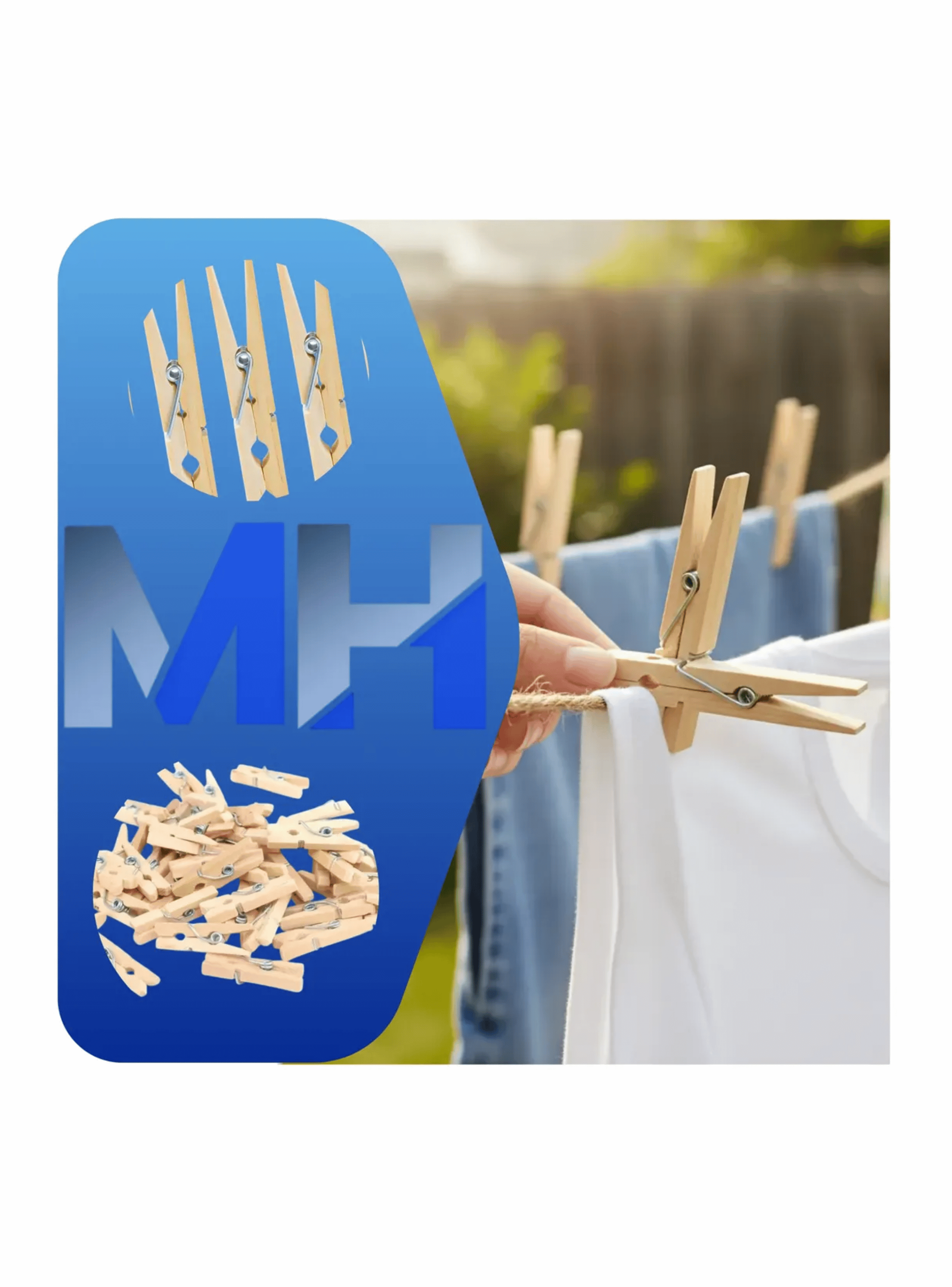 Pack X2 50 Pinzas De Madera Perros Para Colgar Ropa 100unid-3