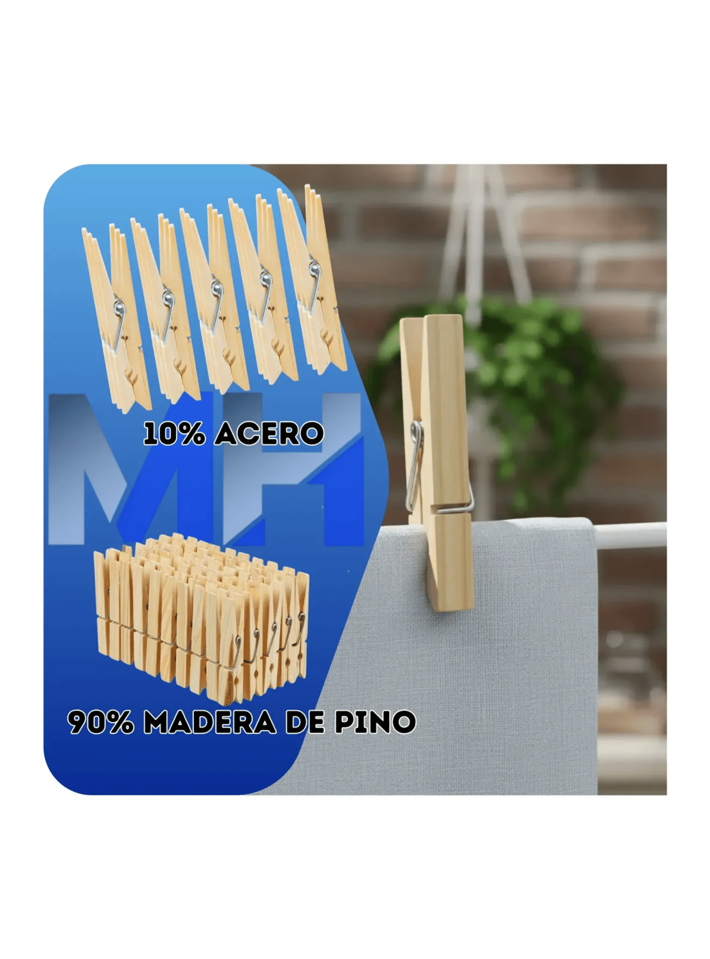 Pack X2 50 Pinzas De Madera Perros Para Colgar Ropa 100unid-4