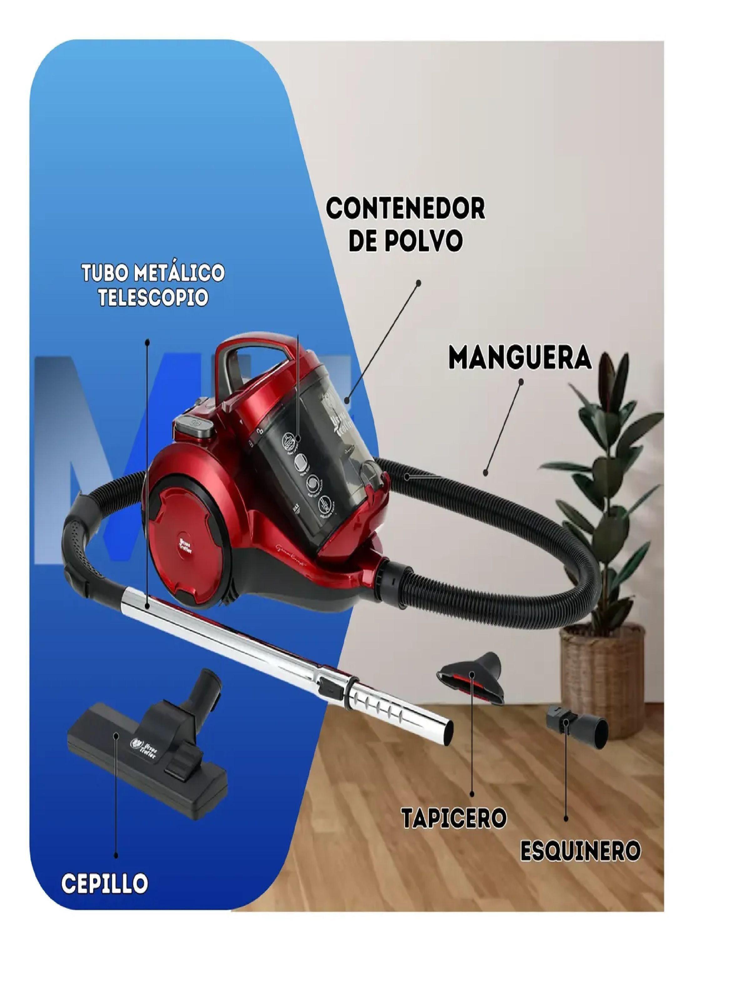 Aspiradora Ciclonica Sin Bolsa Rojo Hogar Arrastre 2000w-3