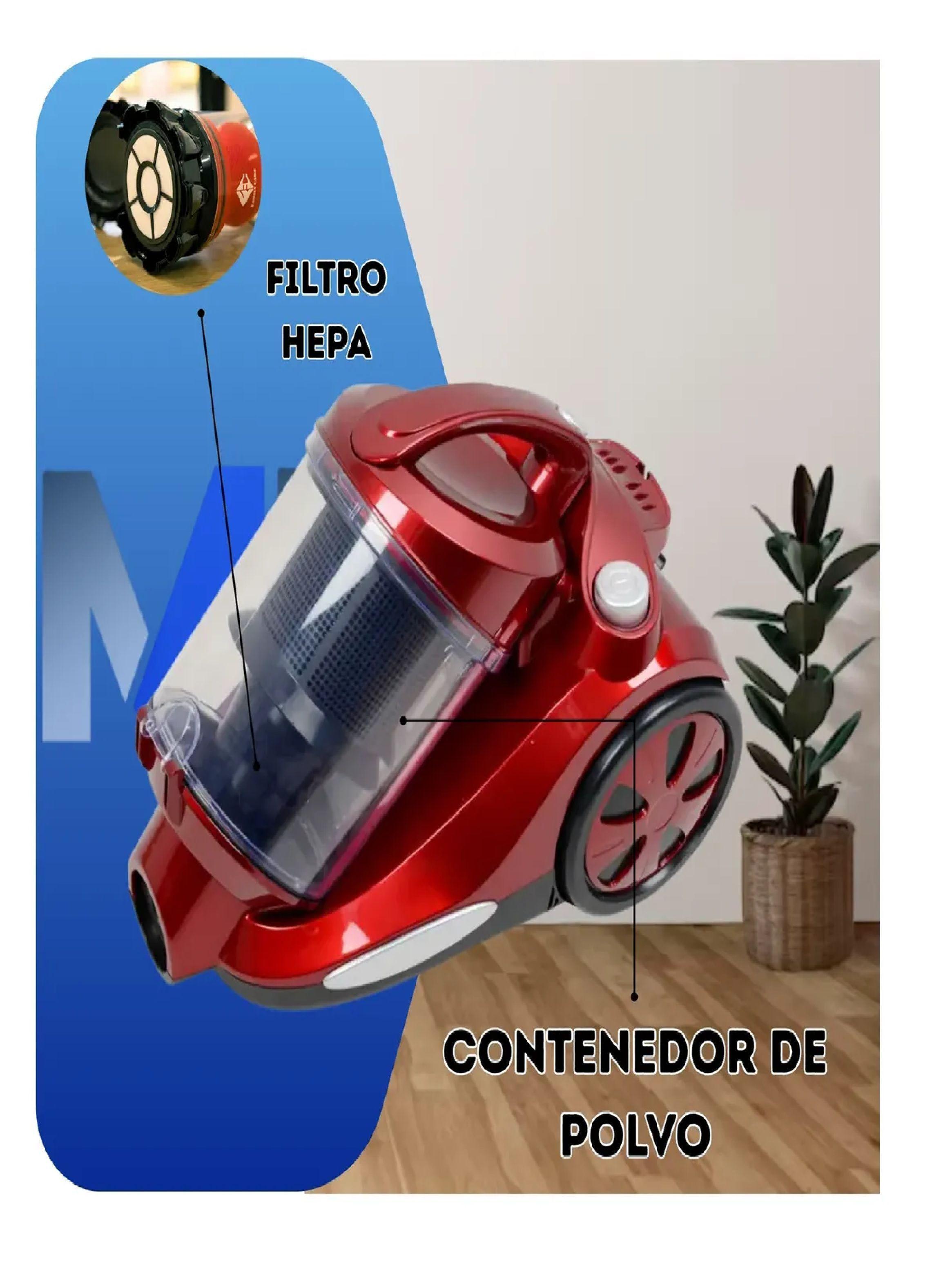 Aspiradora Ciclonica Sin Bolsa Rojo Hogar Arrastre 2000w-5