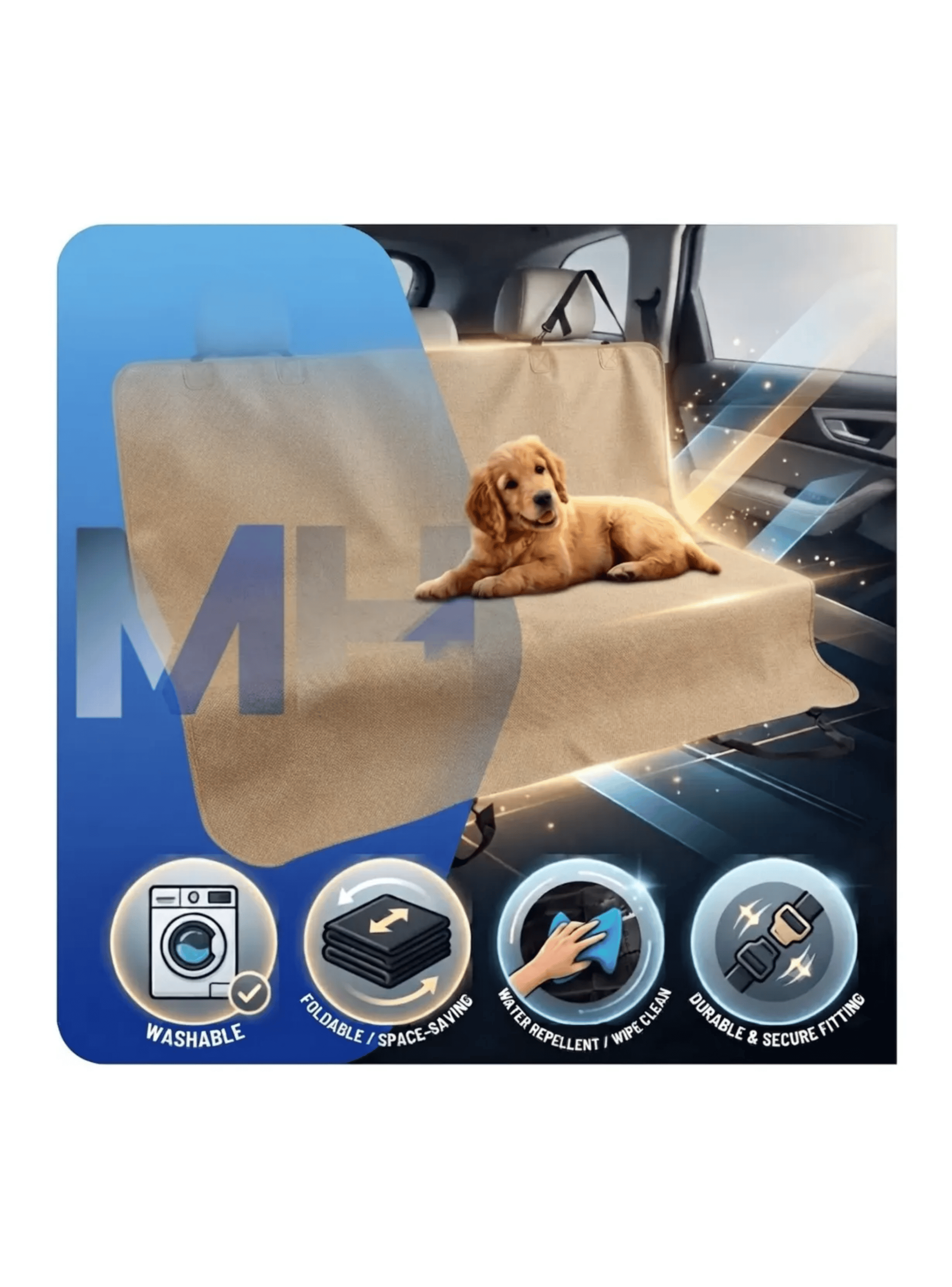 Funda Impermeable Protectora Para Asientos De Mascotas Beige-2
